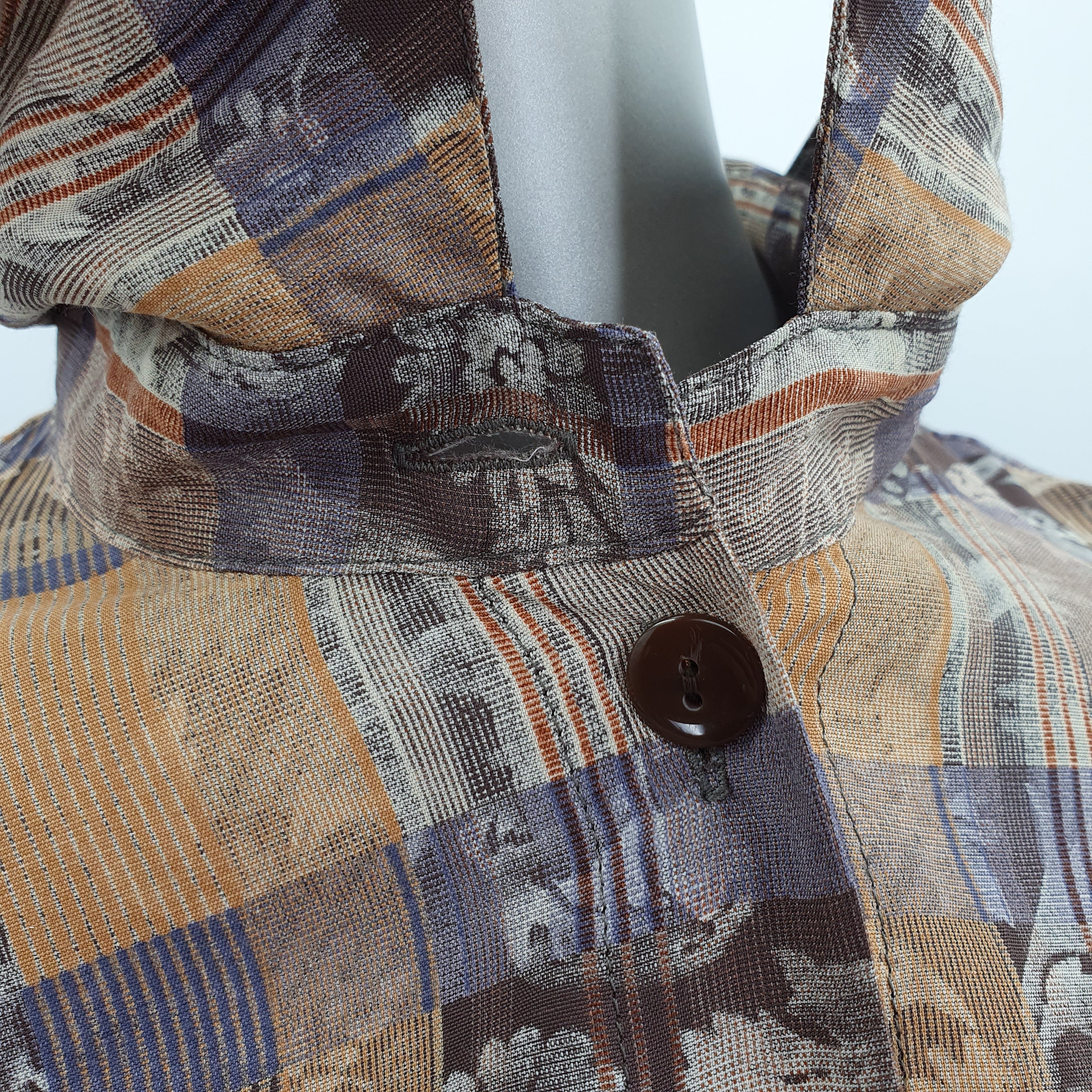 Beige-blue viscose shirt from the 90s, 38-40