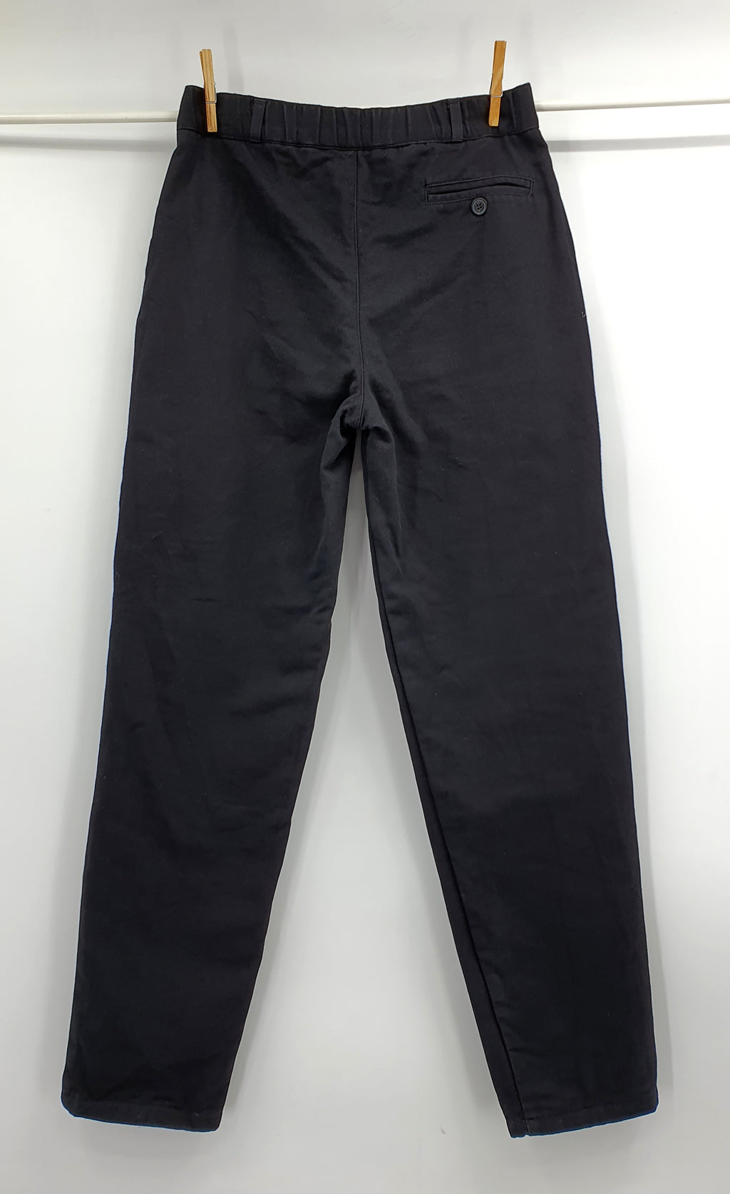 KappAhl, black high-waisted cotton trousers with flannel lining, 90s, belt circumference 70cm, size 34