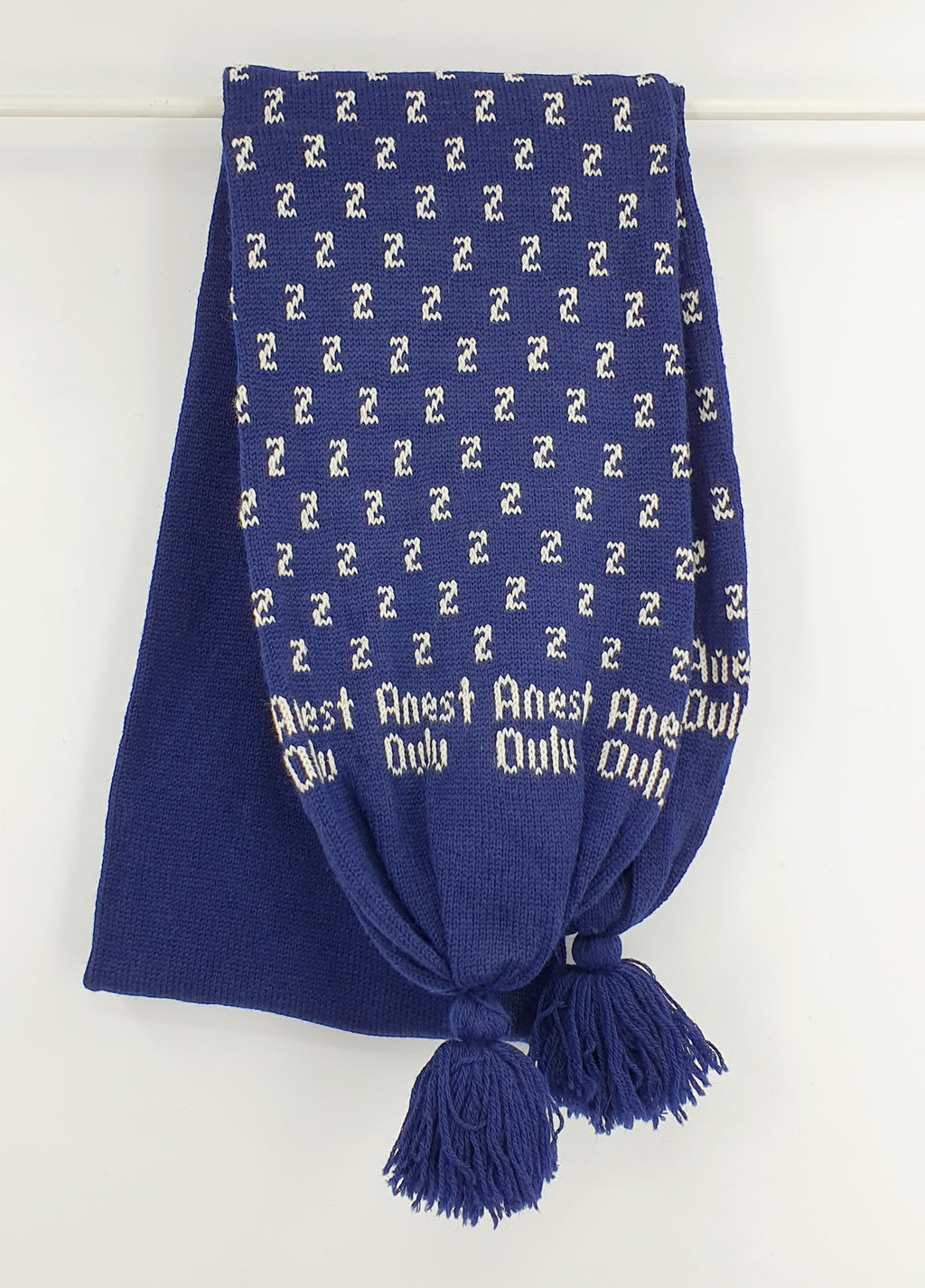 Dark blue long scarf with Z pattern, size 22x200cm