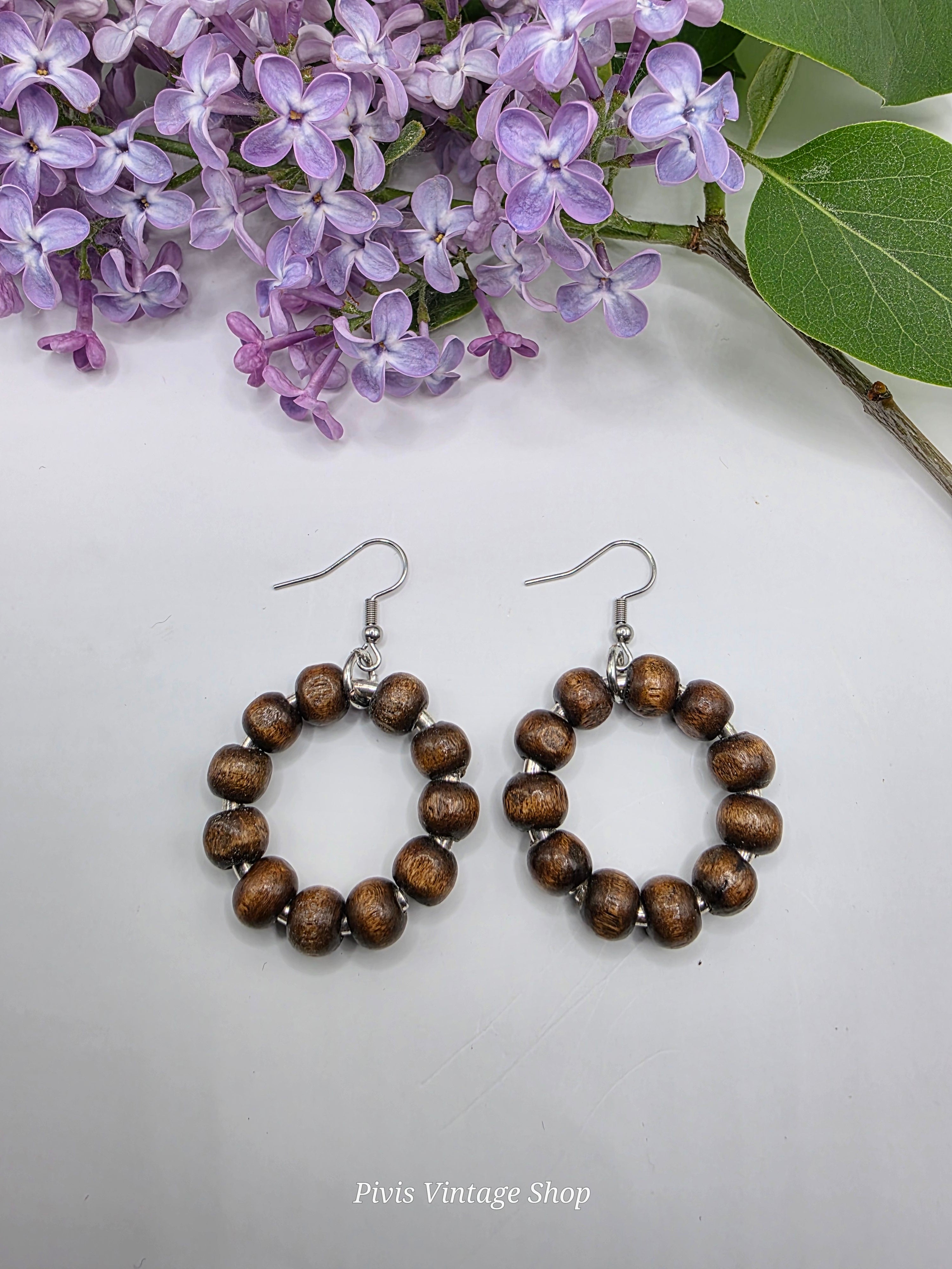 UpCycled by Pivis, Ring recycled earrings, brown