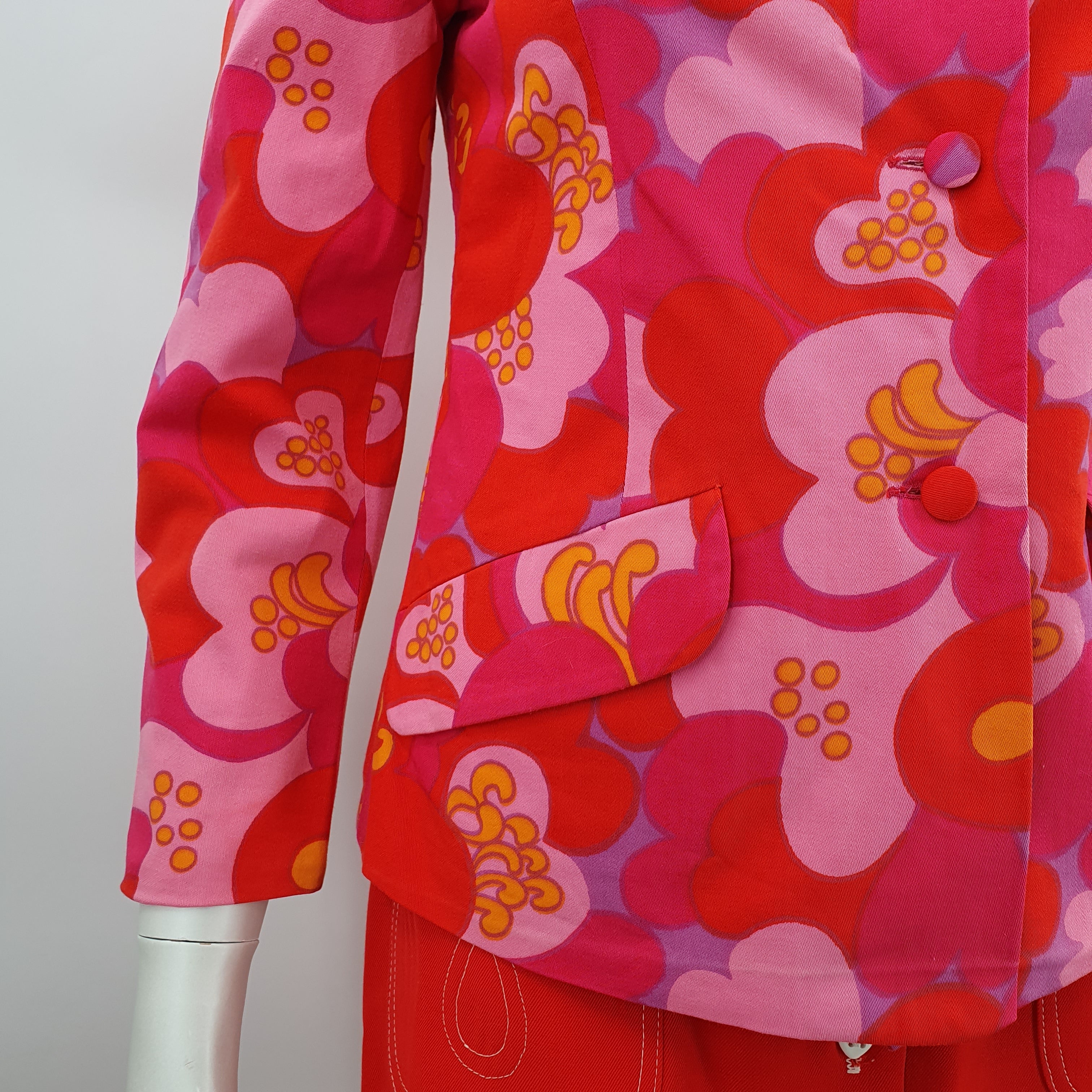 Finnish vintage floral cotton jacket, 60s-70s, size 34-36