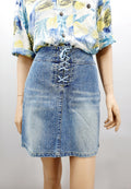 Short, worn-in denim skirt from the 90s, waist 86cm, size 40-42