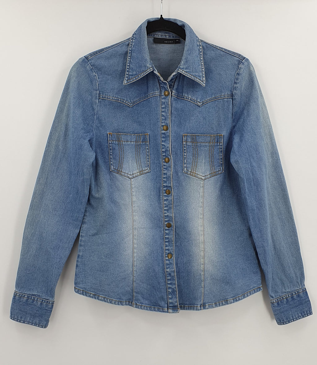 Hennes, blue denim shirt, early 2000s, size 38