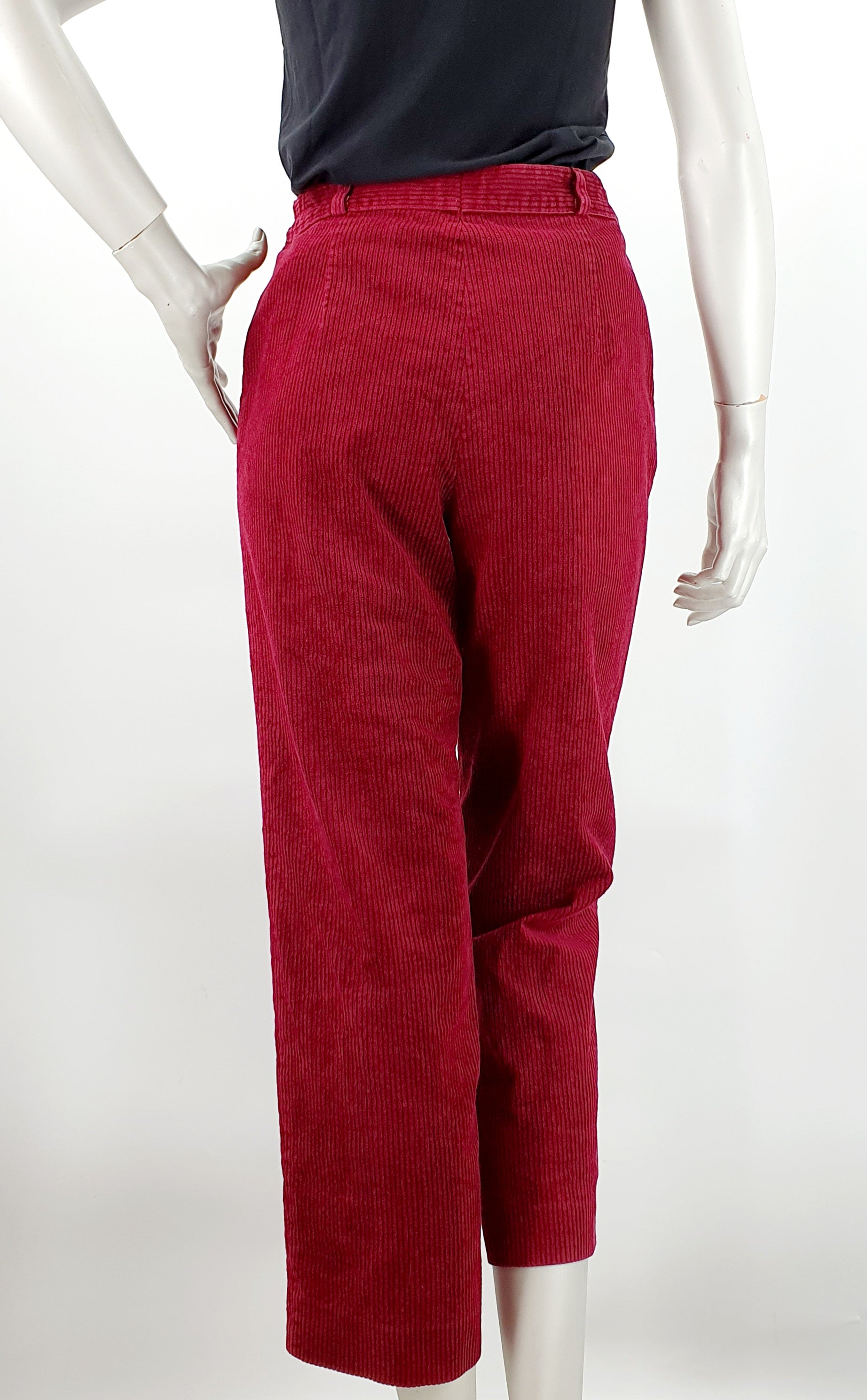 Burgundy corduroy trousers from the 90s, waist 70cm, size 36