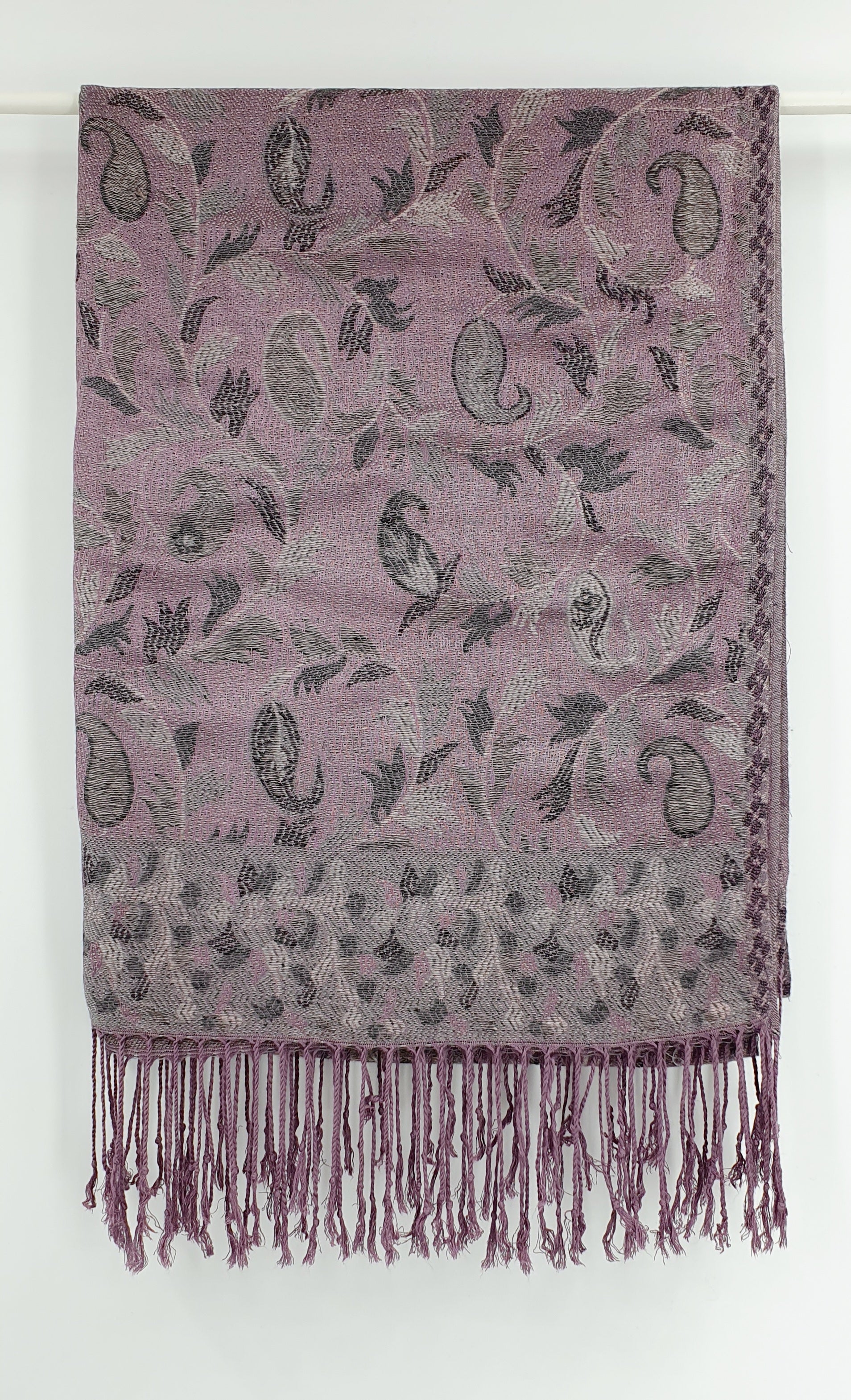 Huivi violetin ja harmaan väreissä, koko 70x185cm