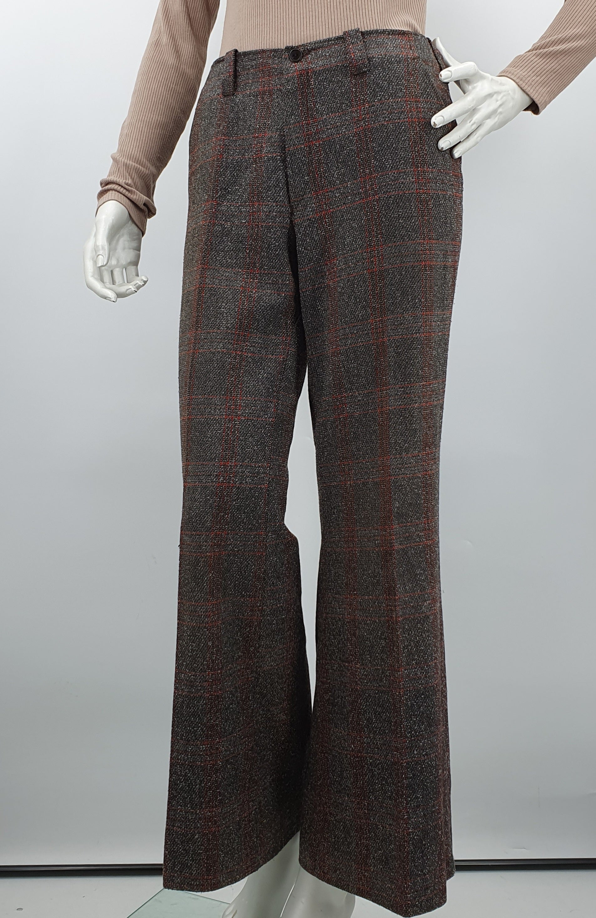 Flared wool blend trousers from the 70s, size 40-42