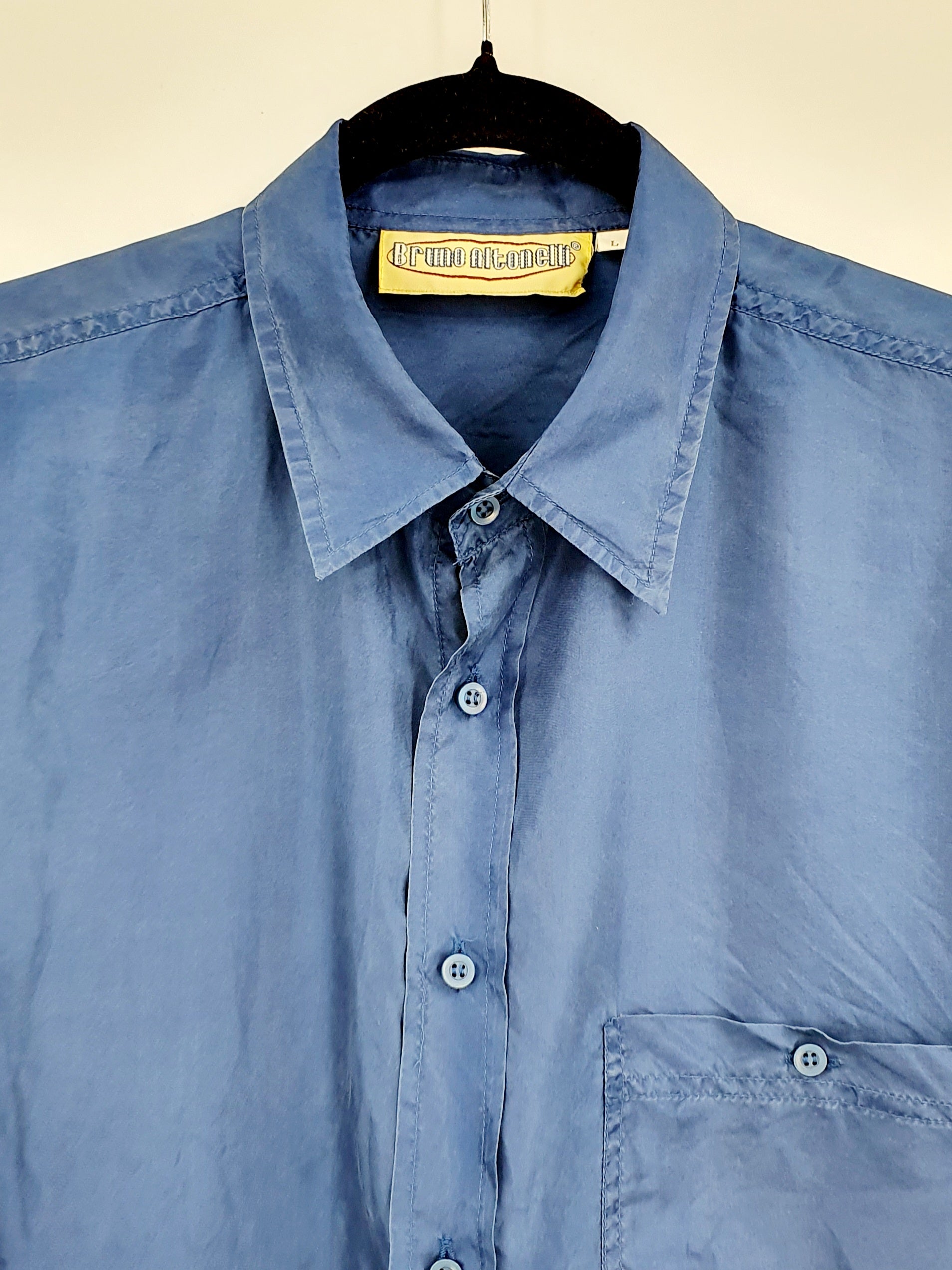 Bruno Altonelli, short-sleeved men's silk shirt from the 90s, size L