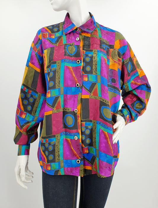 Multicolored women's blouse from the 90s, size 42-44