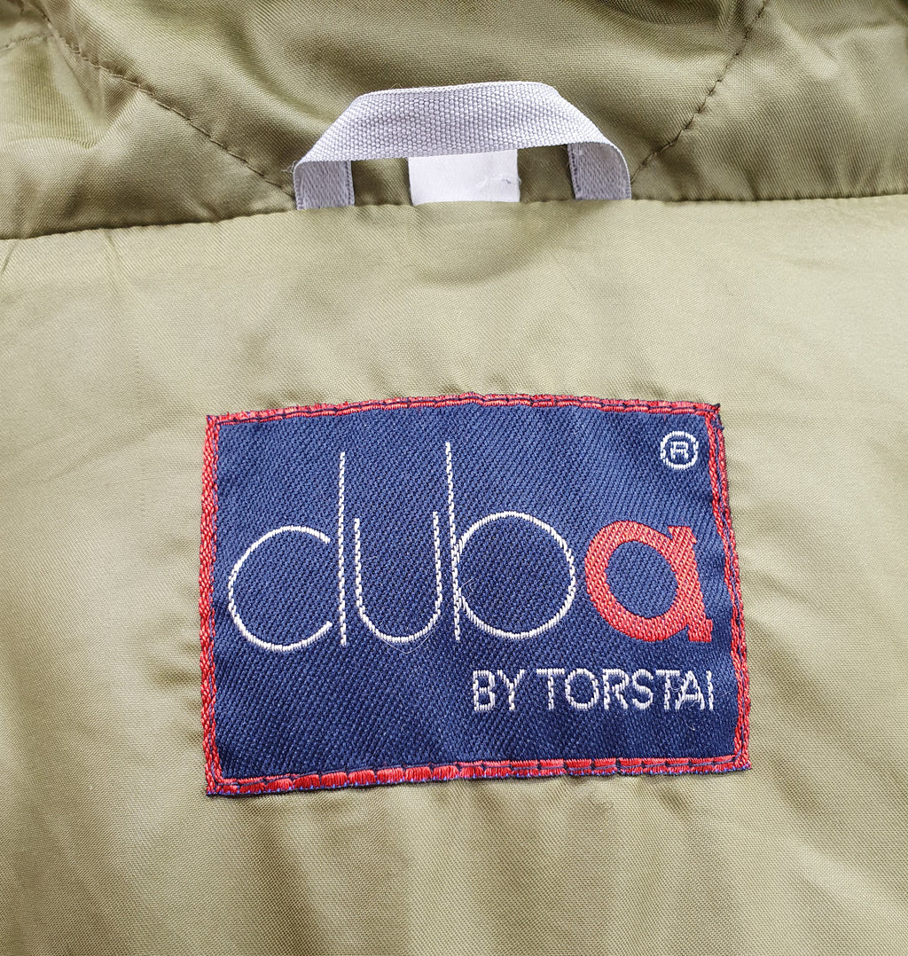 Torstai, olive green quilted vest from the 90s, size 42