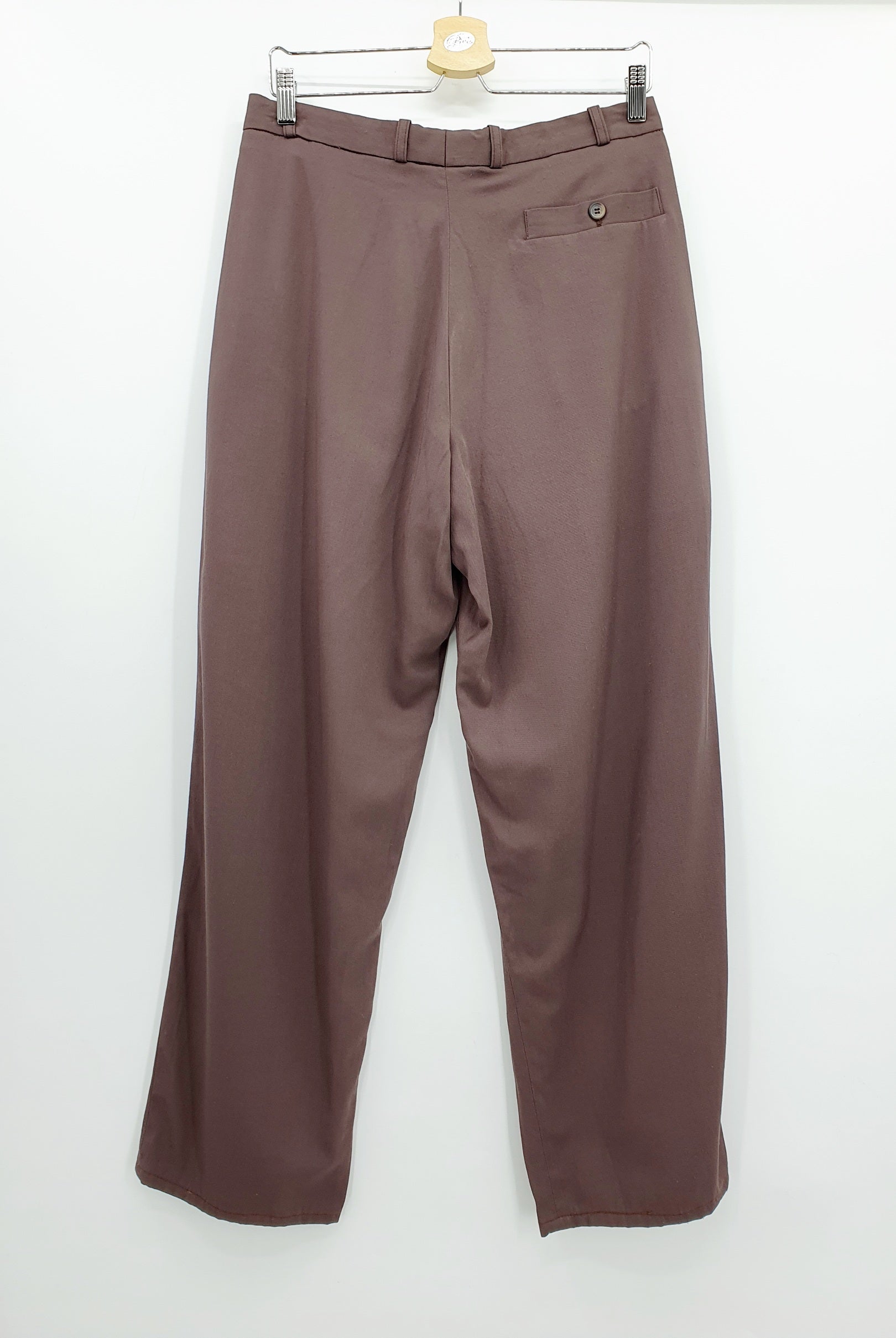 Miesten suorat housut 90-luvulta Väri vanha roosa Korkeavyötäröiset Kuva takaa