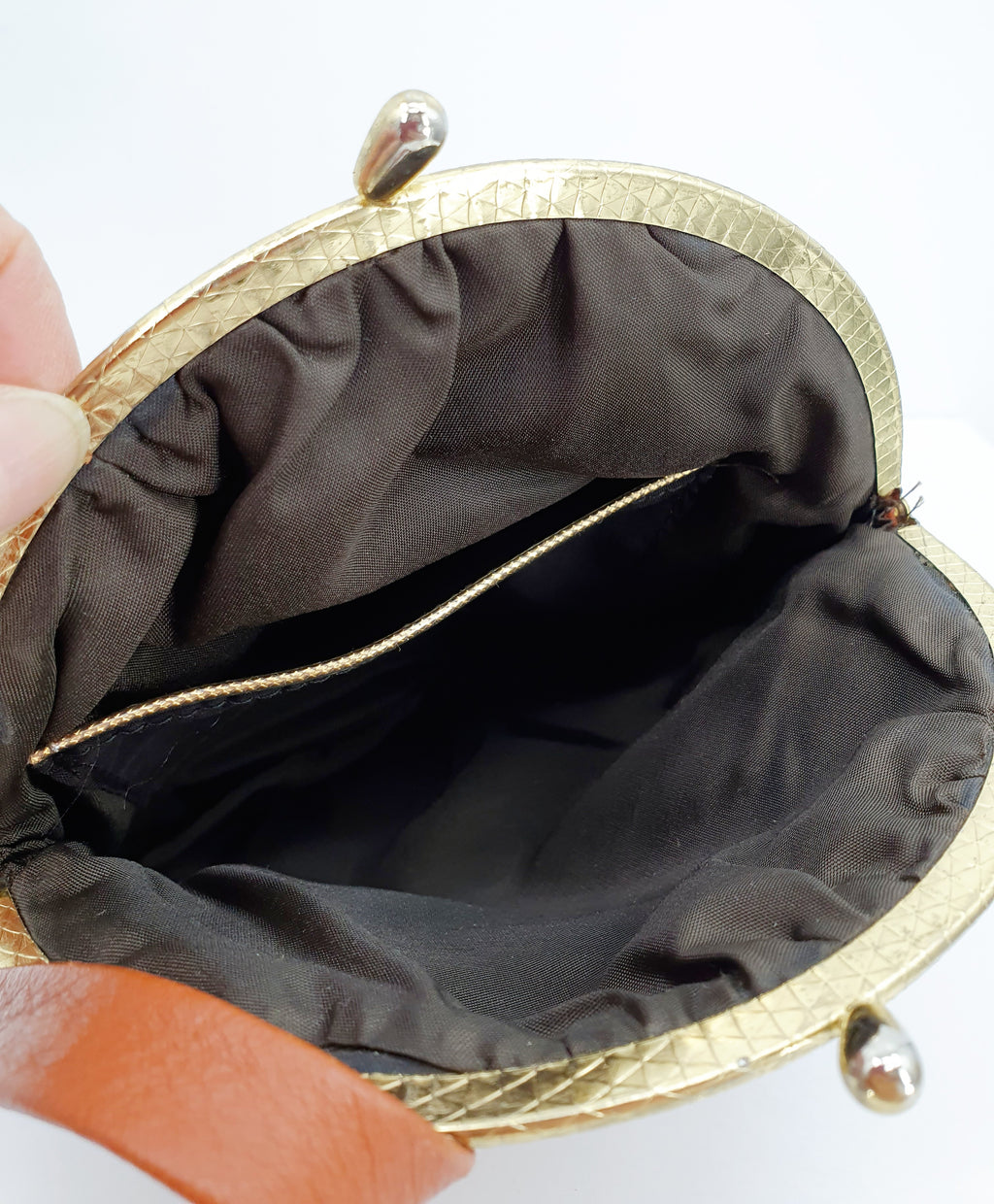 Burnt orange shoulder bag, 70s-80s, genuine leather