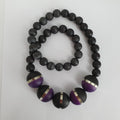 Aarikka, short necklace from the 80s-90s, color plum/black, length 50cm