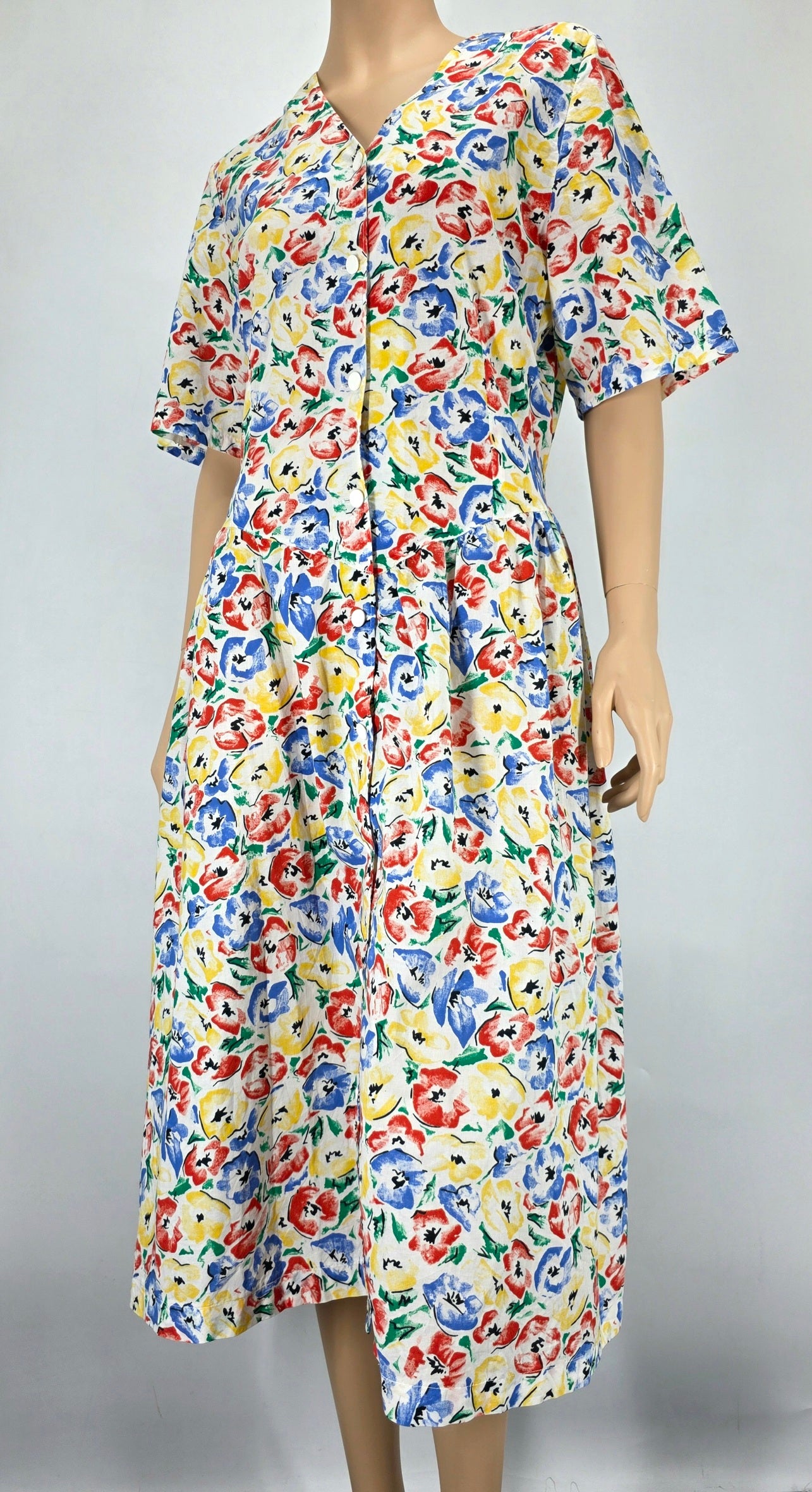 Floral cotton dress from the 80s-90s, size 38/40