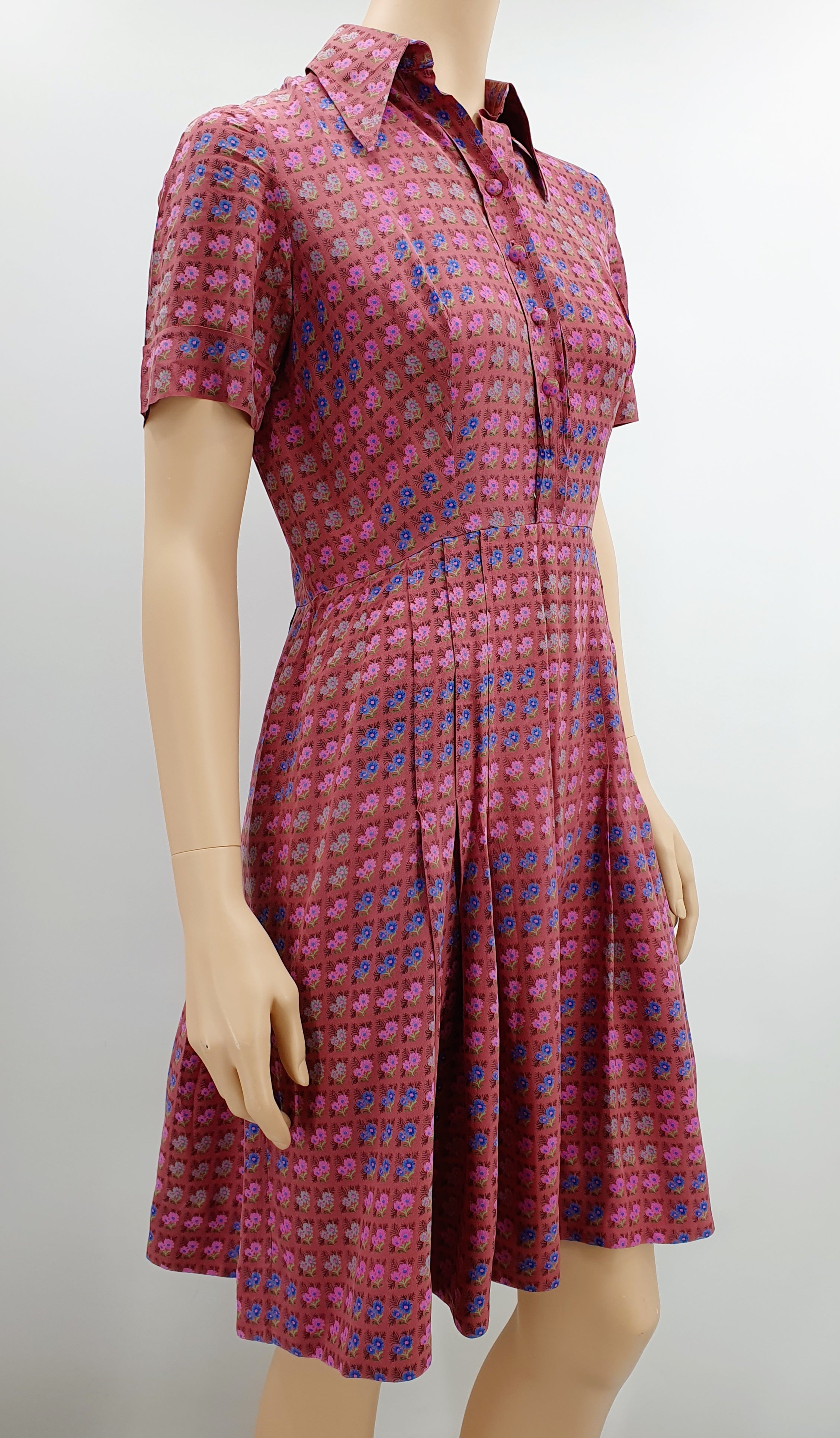 Pink silk dress from the 50s, size 36/38