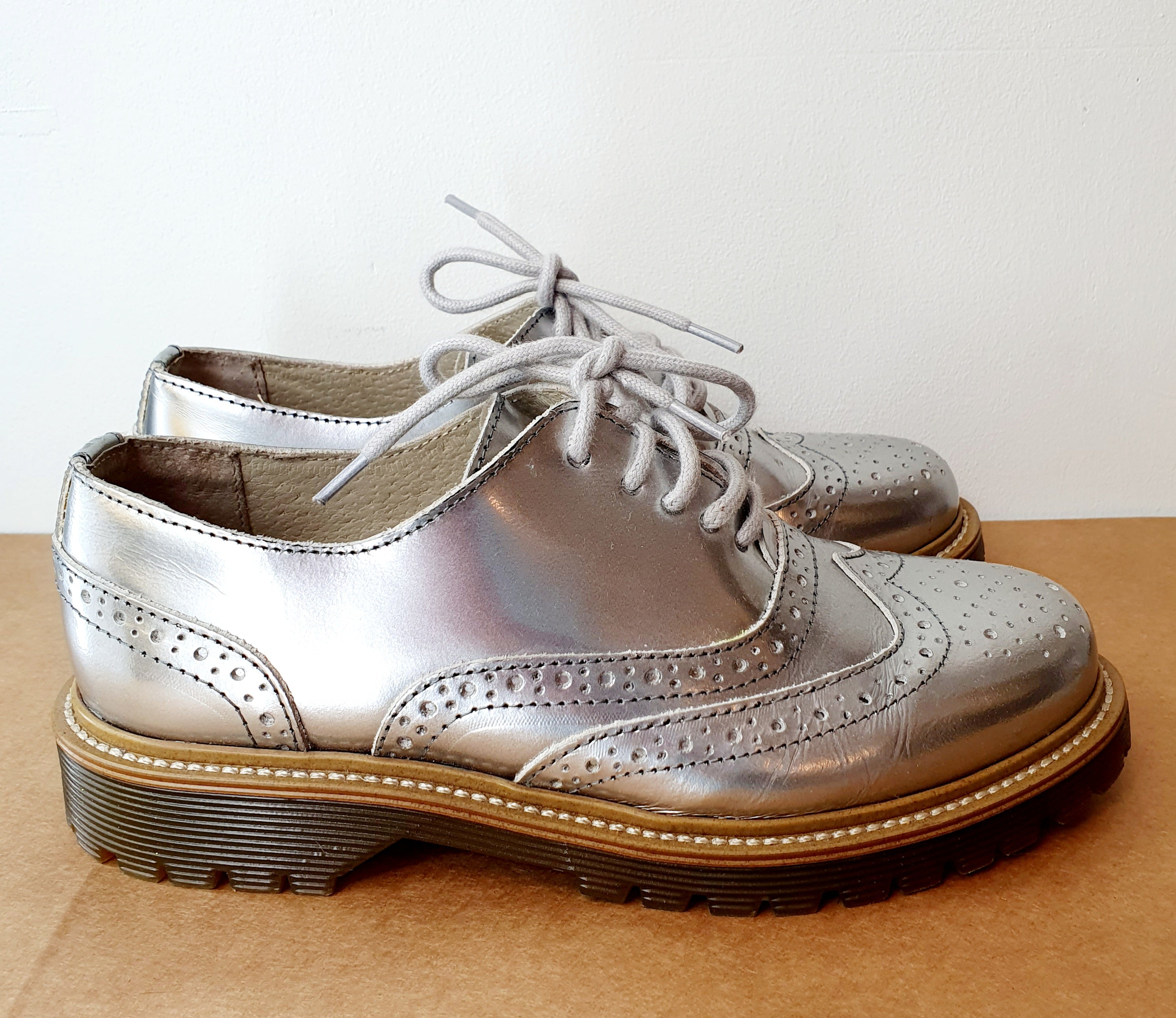 Office Girl, silver walking shoes, size 37