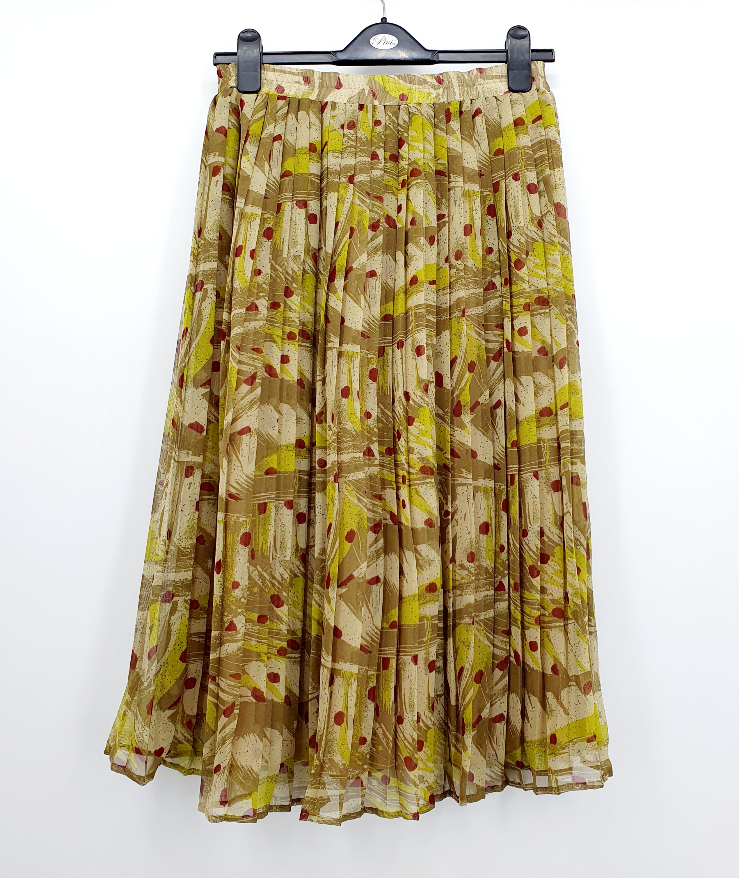 Santarelli Diamante, 90s pleated skirt with elastic waist, VY 70-80cm, size 36-38