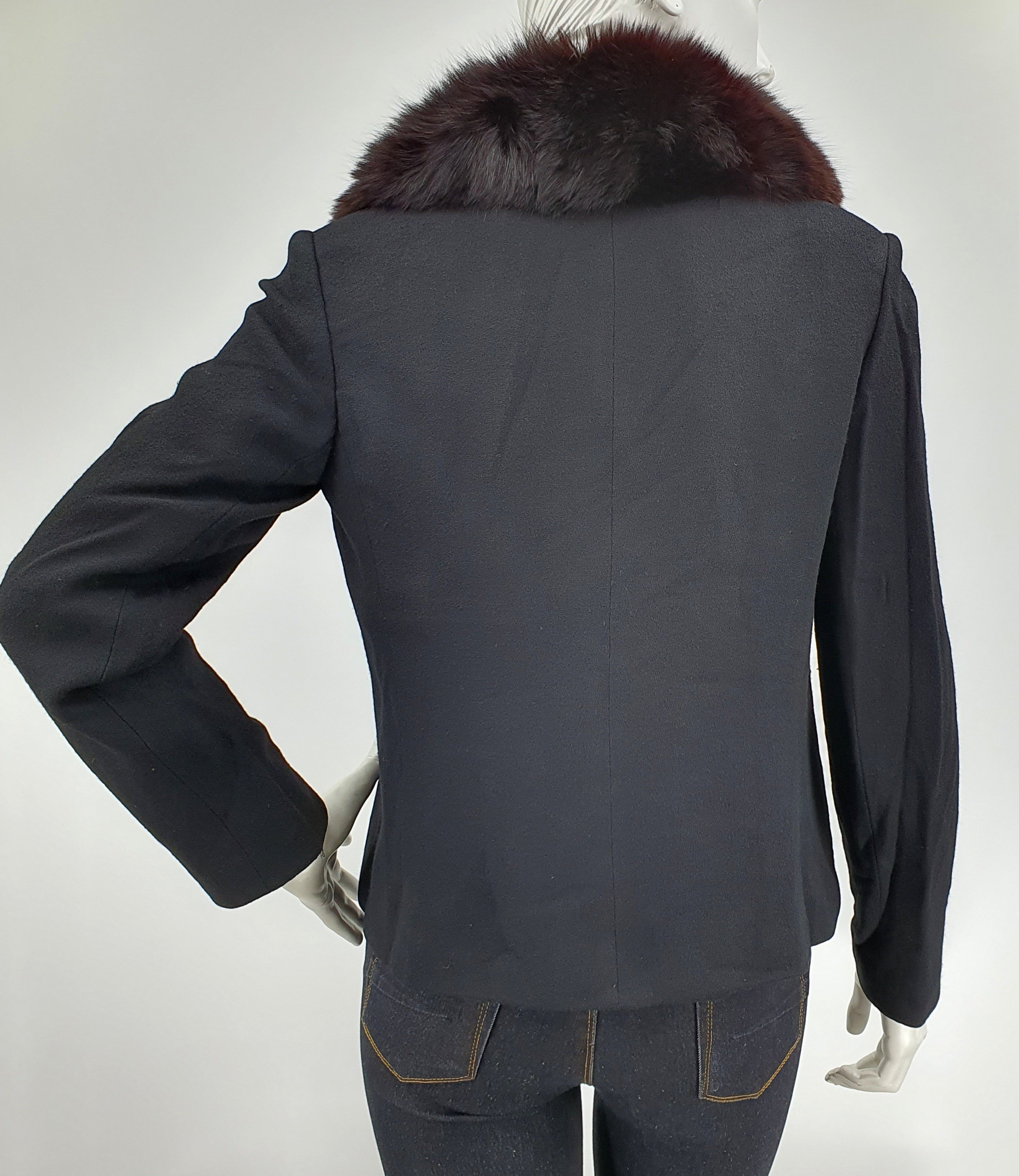 Montaldo's, black jacket with fur collar from the 60s-70s, size 36(38)