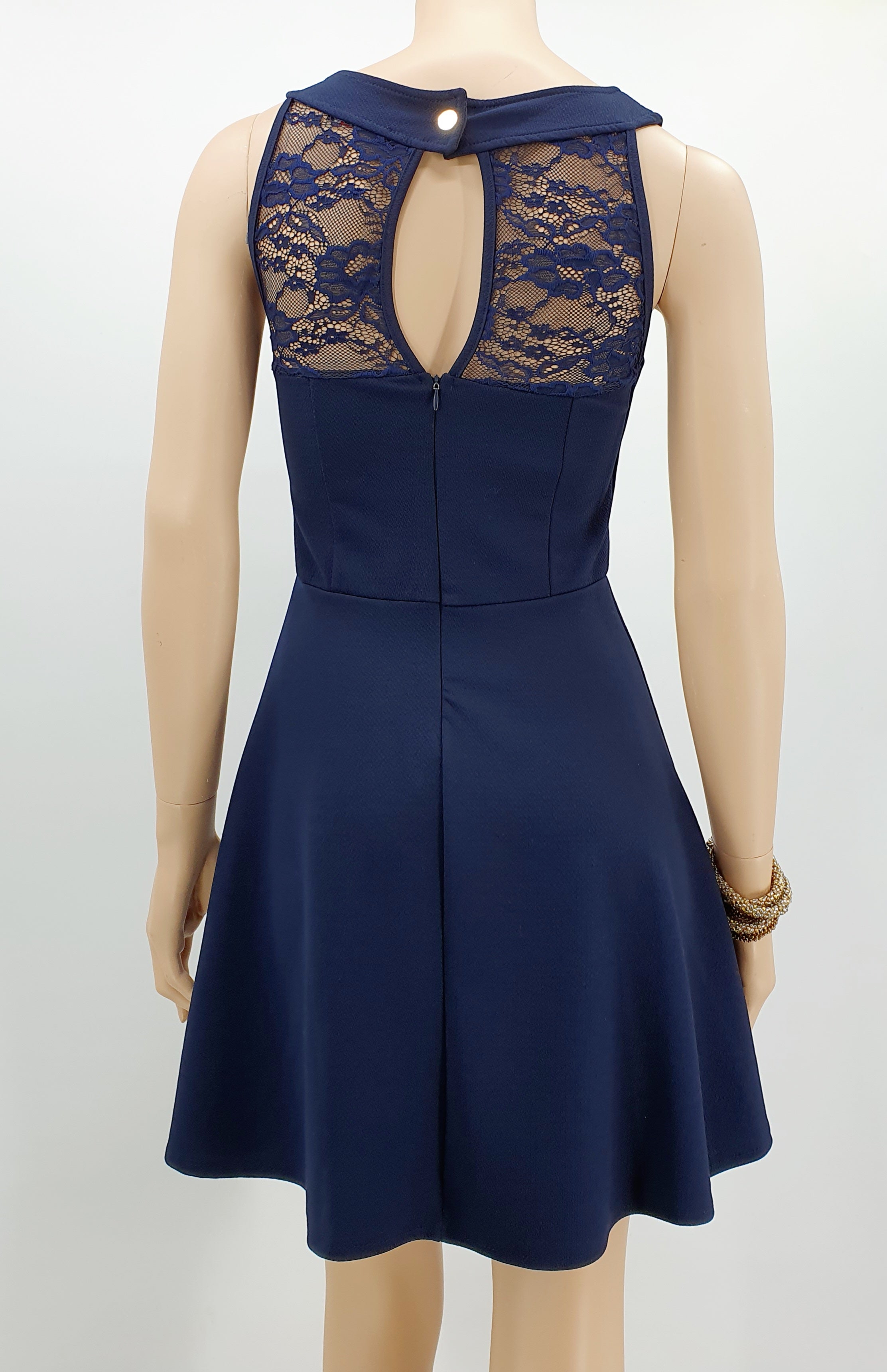 Dark blue short party dress from the 2000s, size 34-36