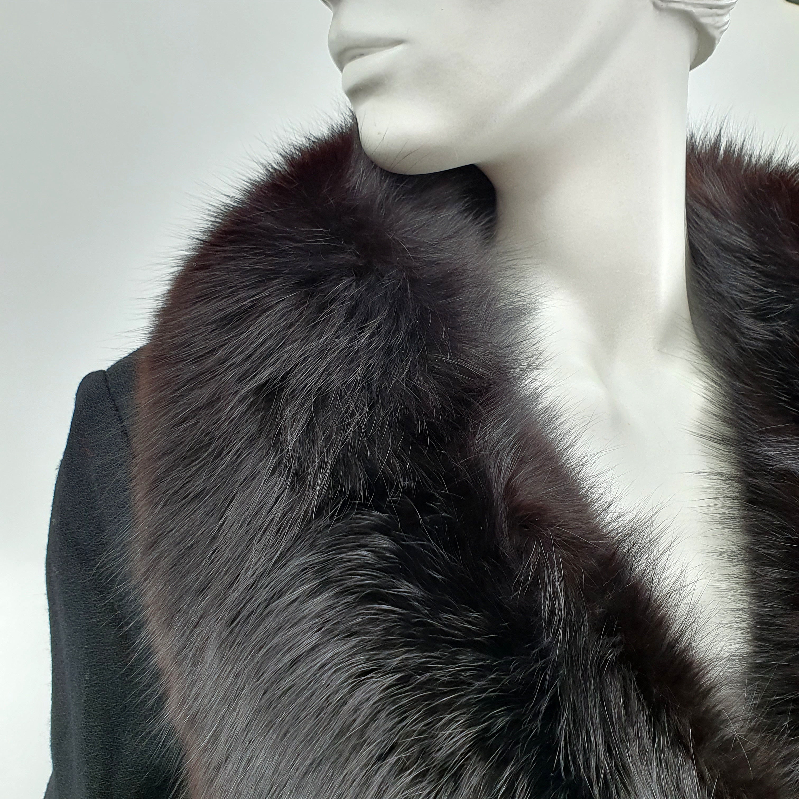 Montaldo's, black jacket with fur collar from the 60s-70s, size 36(38)