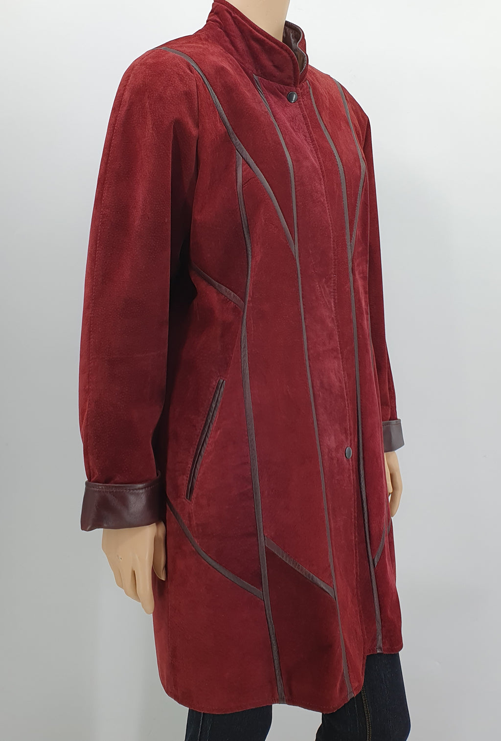 Beeline, Finnish suede jacket from the 80s-90s, color burgundy, size 42