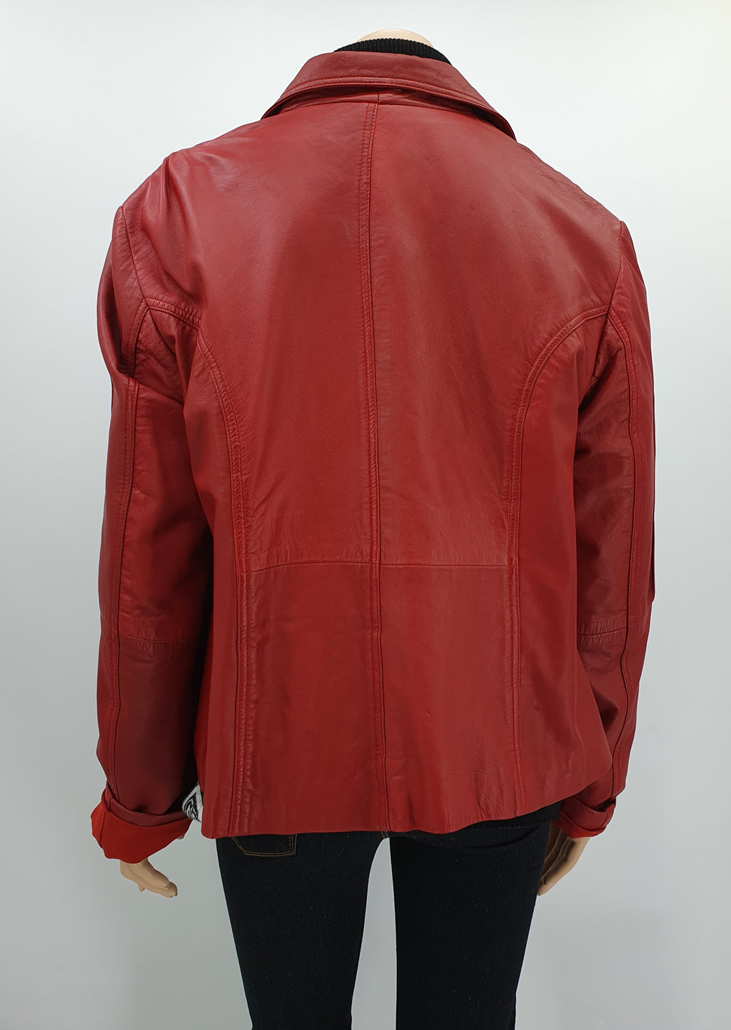 Marciano, red short leather jacket, 80s-90s, size 42-44
