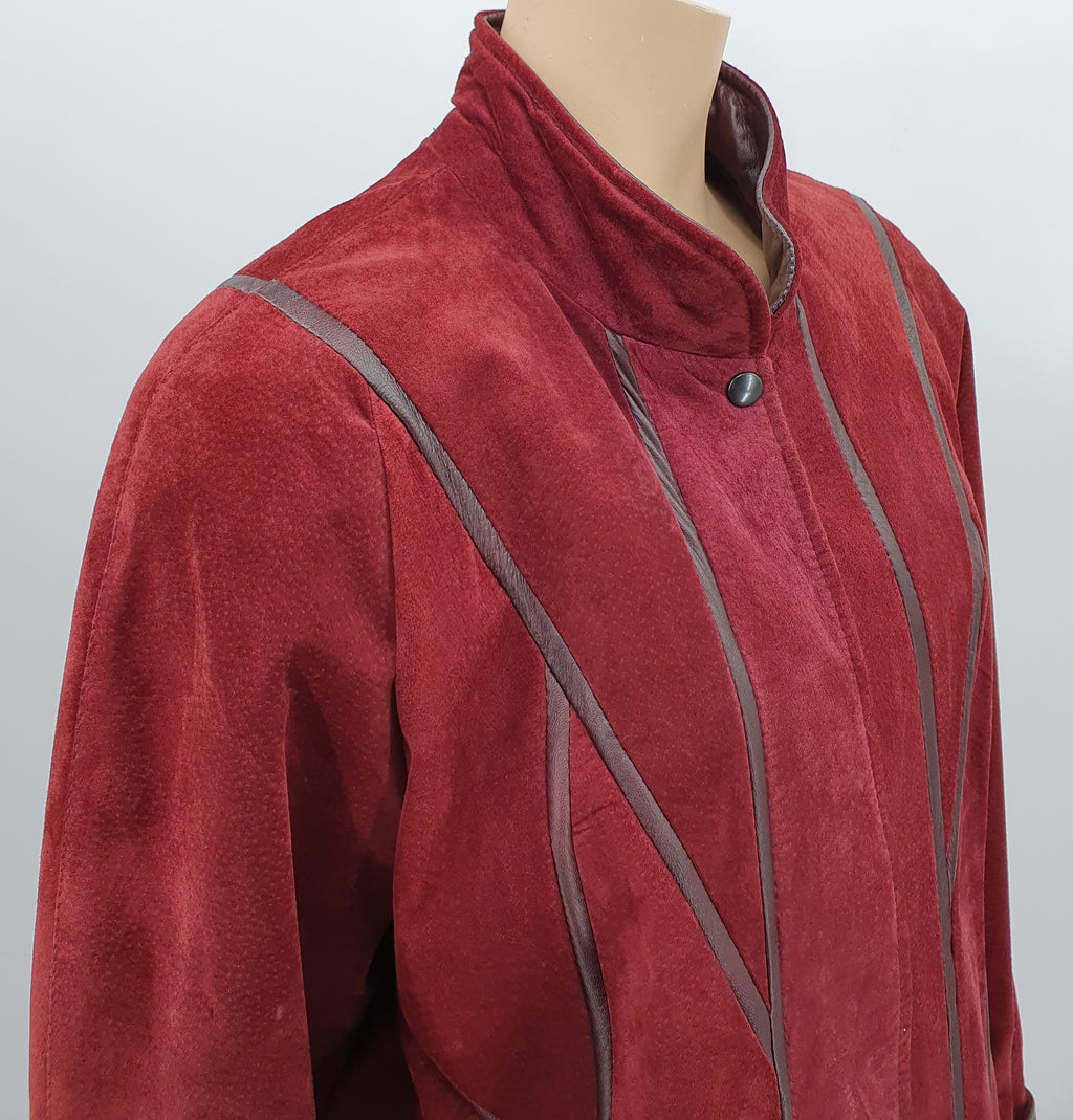 Beeline, Finnish suede jacket from the 80s-90s, color burgundy, size 42