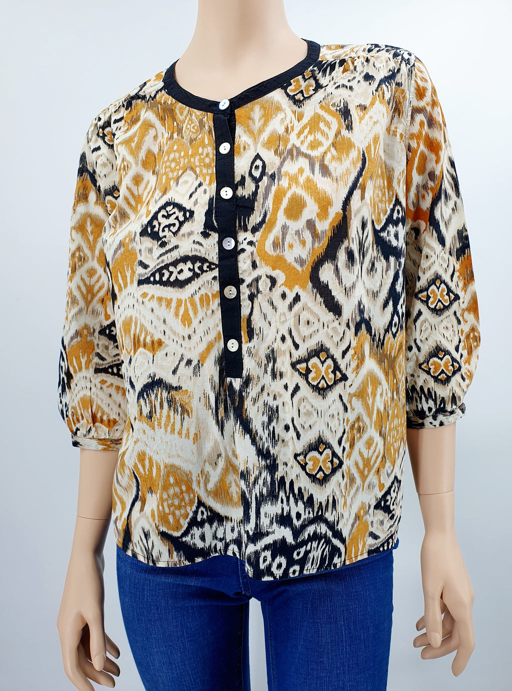 JAP cotton blouse from the 2000s, half-length sleeves, size 36-38-40, D-sizing