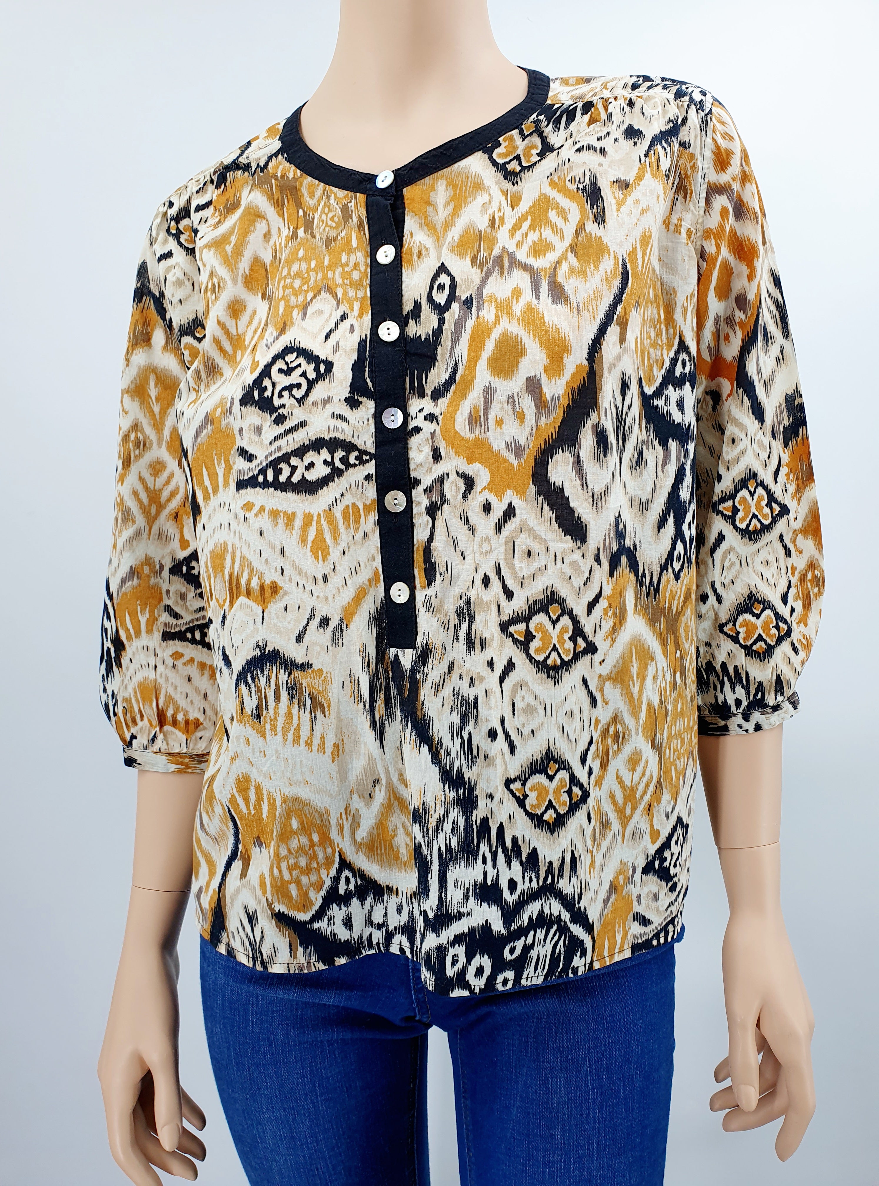 JAP cotton blouse from the 2000s, half-length sleeves, size 36-38-40, D-sizing