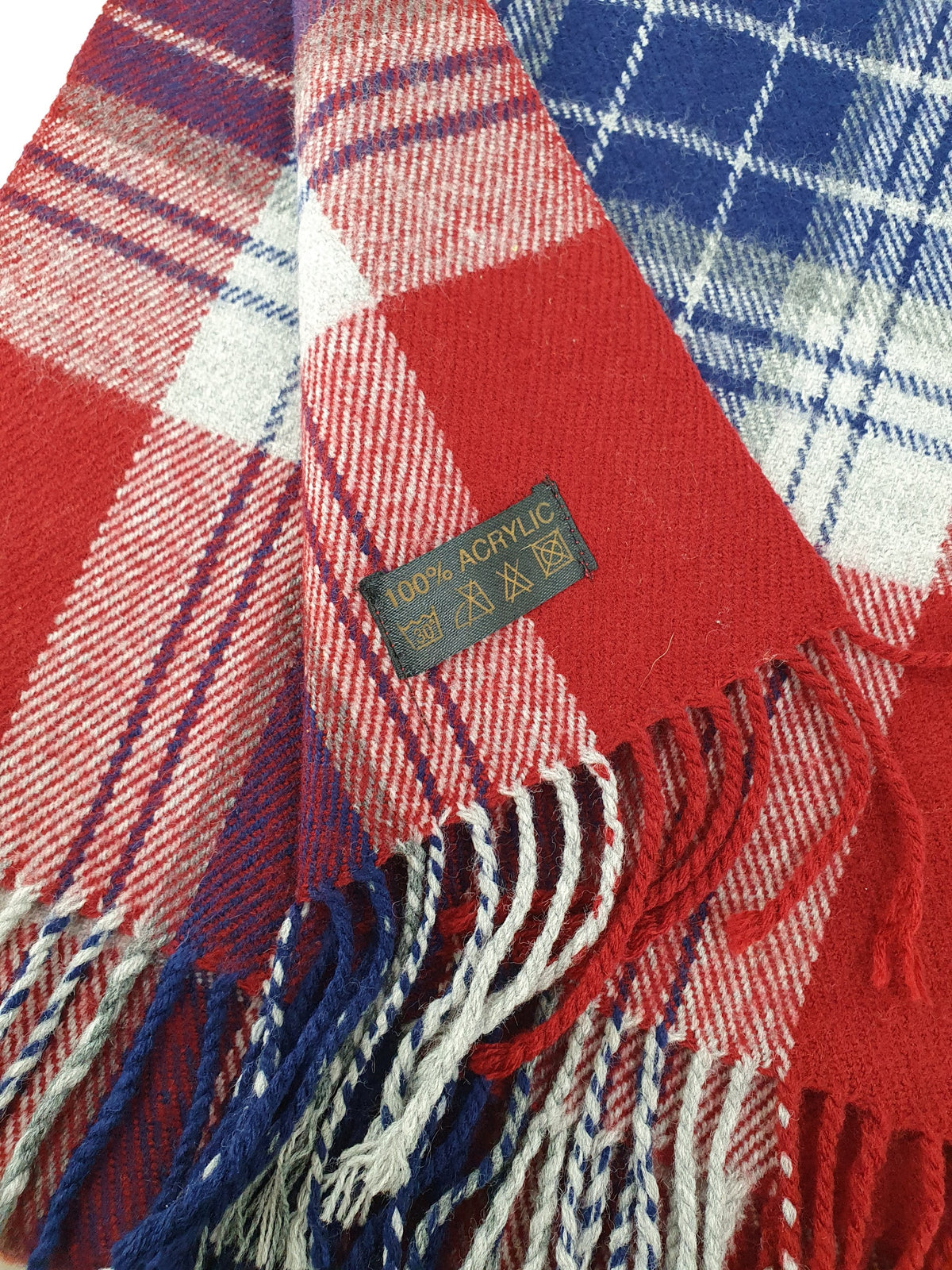 Miesten vintagehuivi | Sinipunainen ruutukuvio | Koko 28x130cm