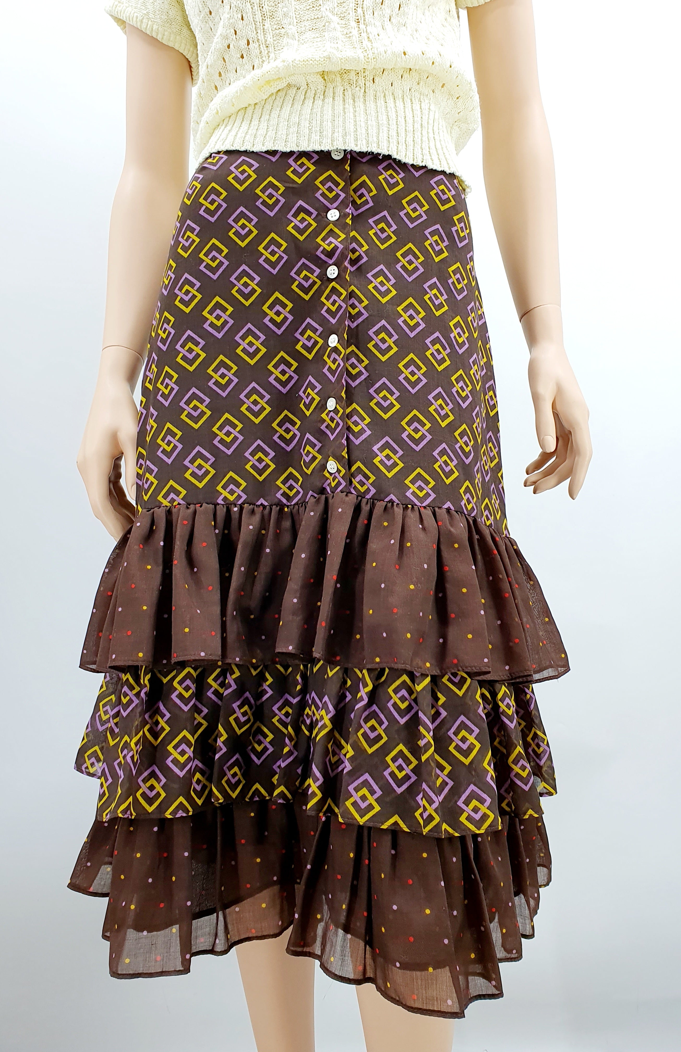 Malli-Mari design Gudrun Sjöden, frill skirt from the 70s, waist 60cm, size max 32-34