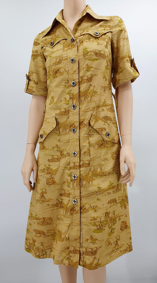 Beauty, wild animal-themed dress from the 70s-80s, size 34-36