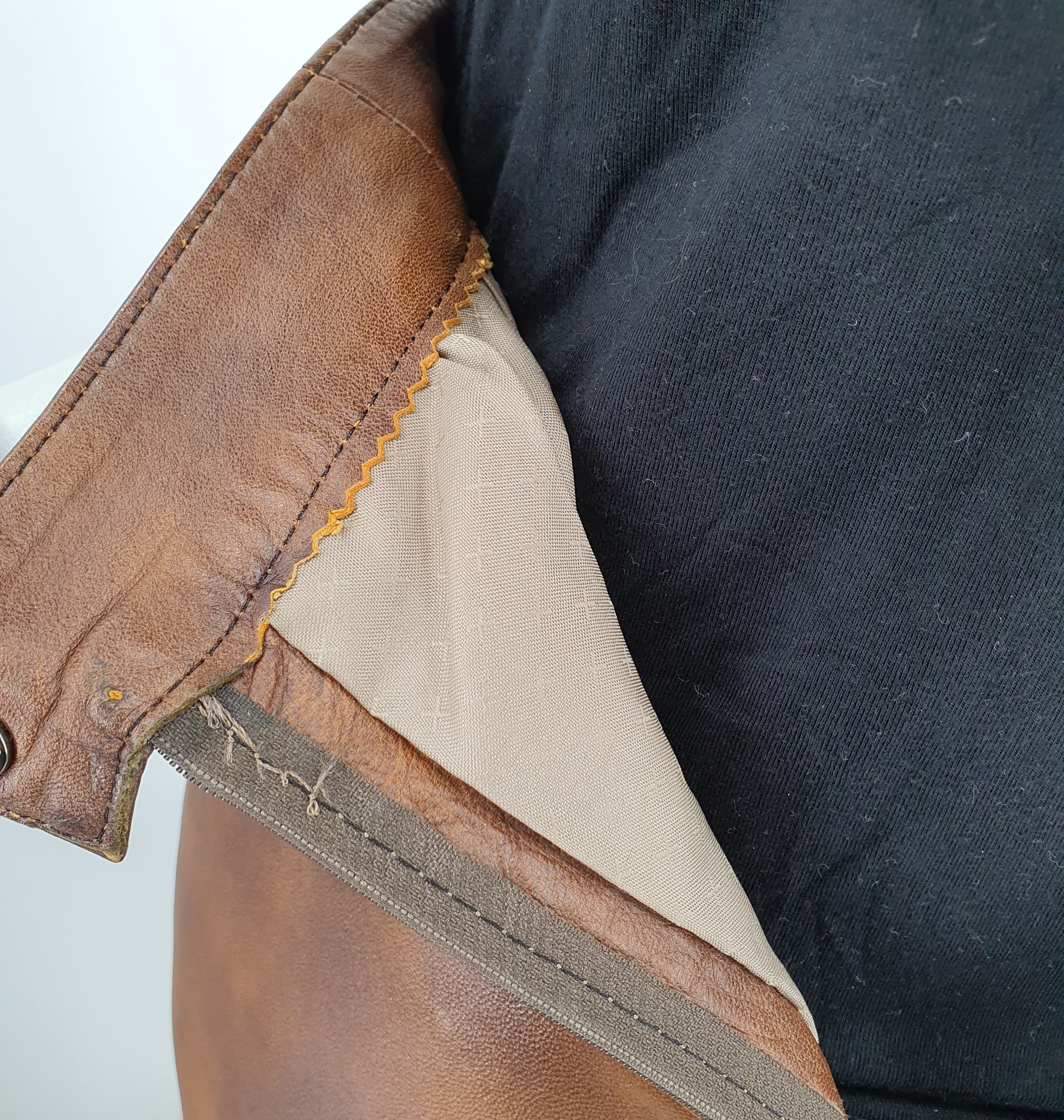Cognac brown narrow leather skirt, size 34