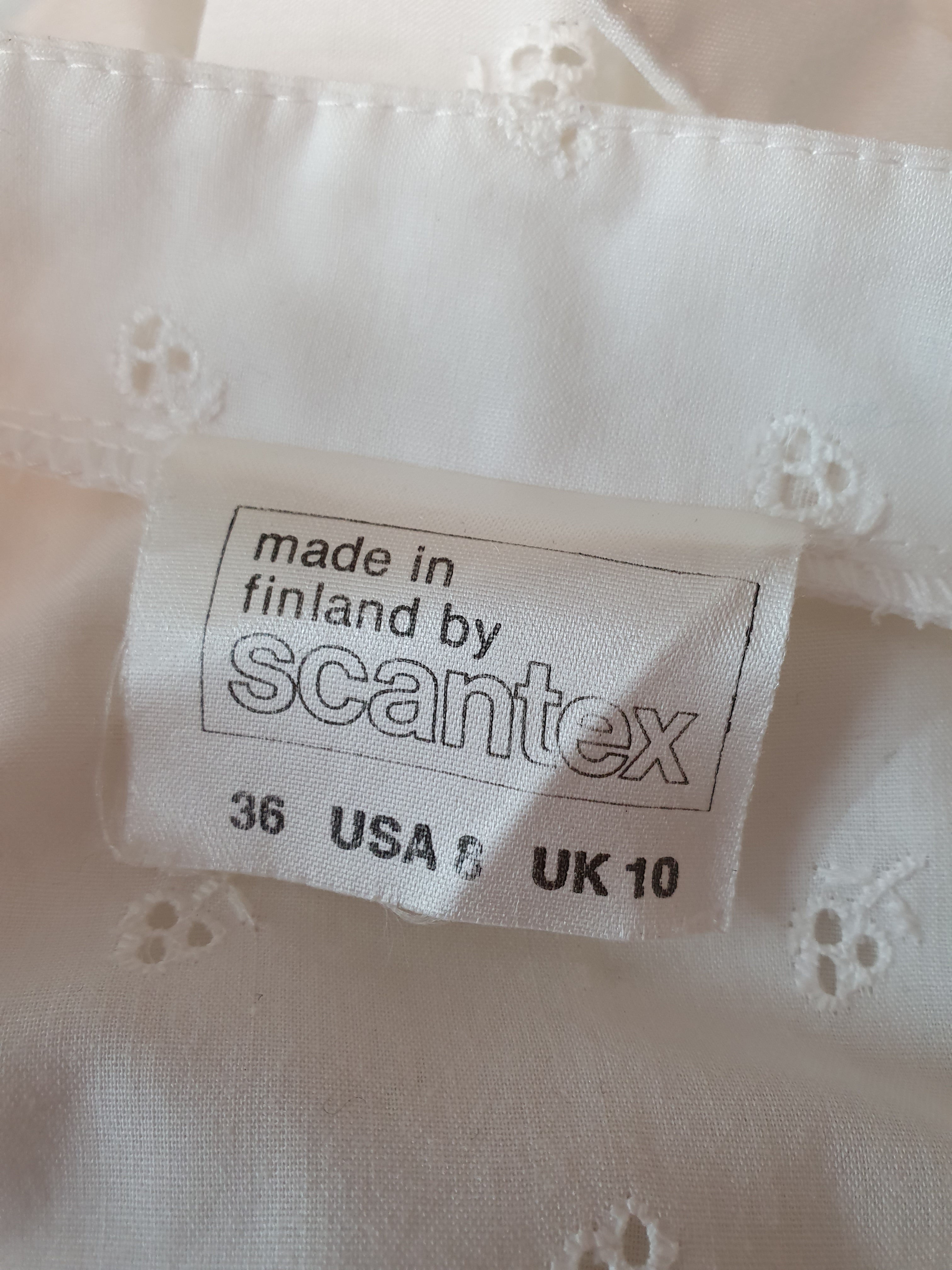 Scantex, valkoinen vintagemekko, 80-luku, koko 36