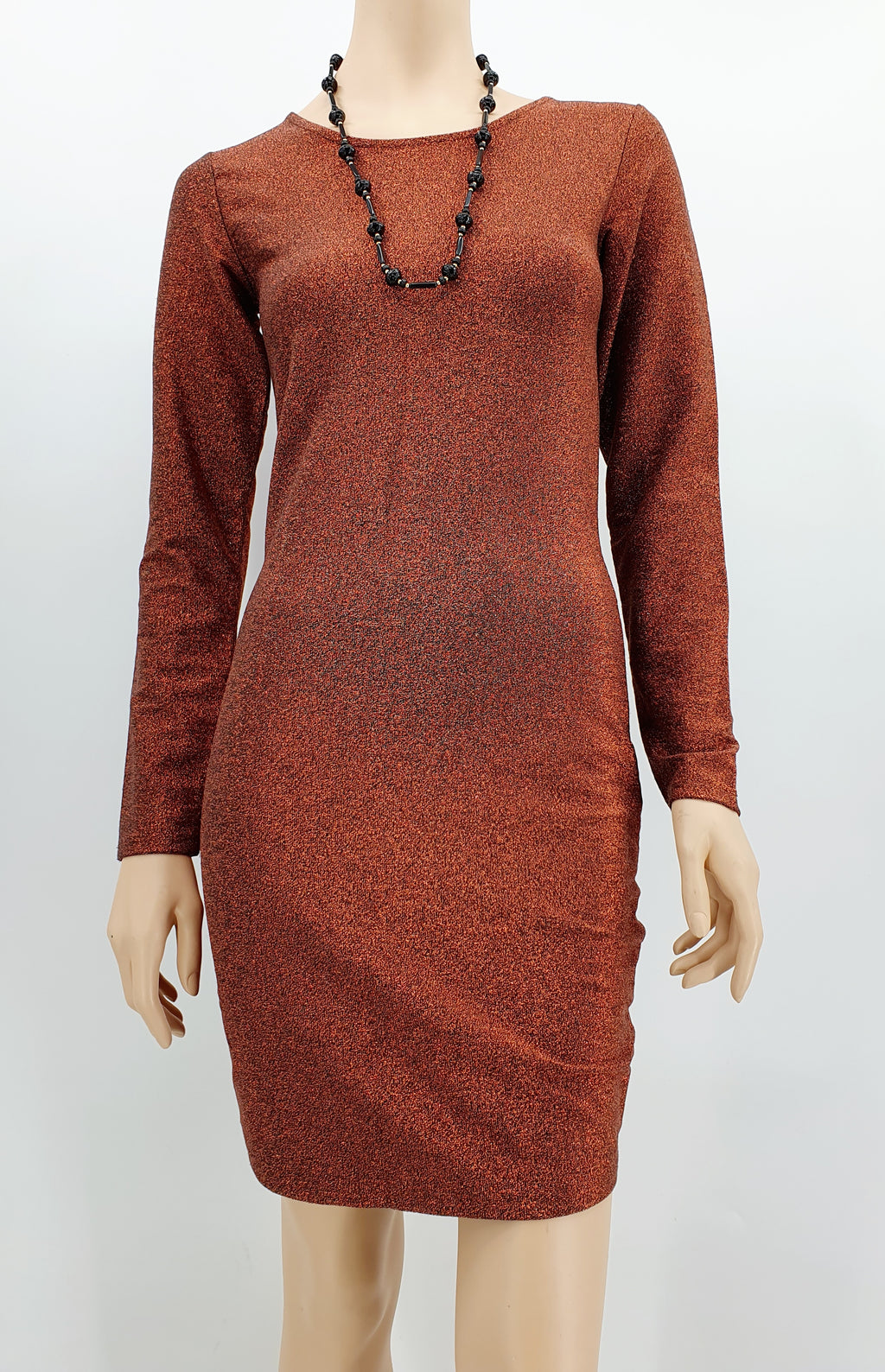 Sparkling copper-colored party dress from the 2000s, size 34-36