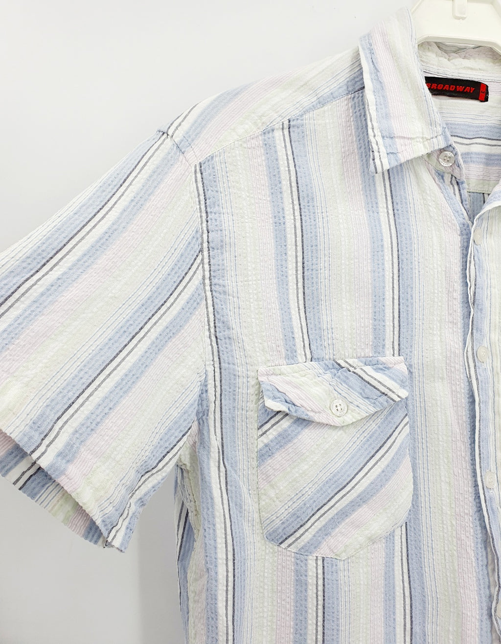 Broadway, men's short-sleeved Y2K cotton shirt, size S/M