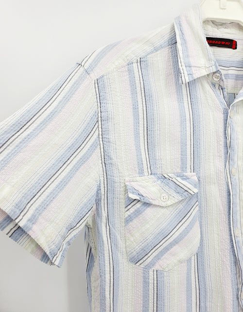 Broadway, men's short-sleeved Y2K cotton shirt, size S/M