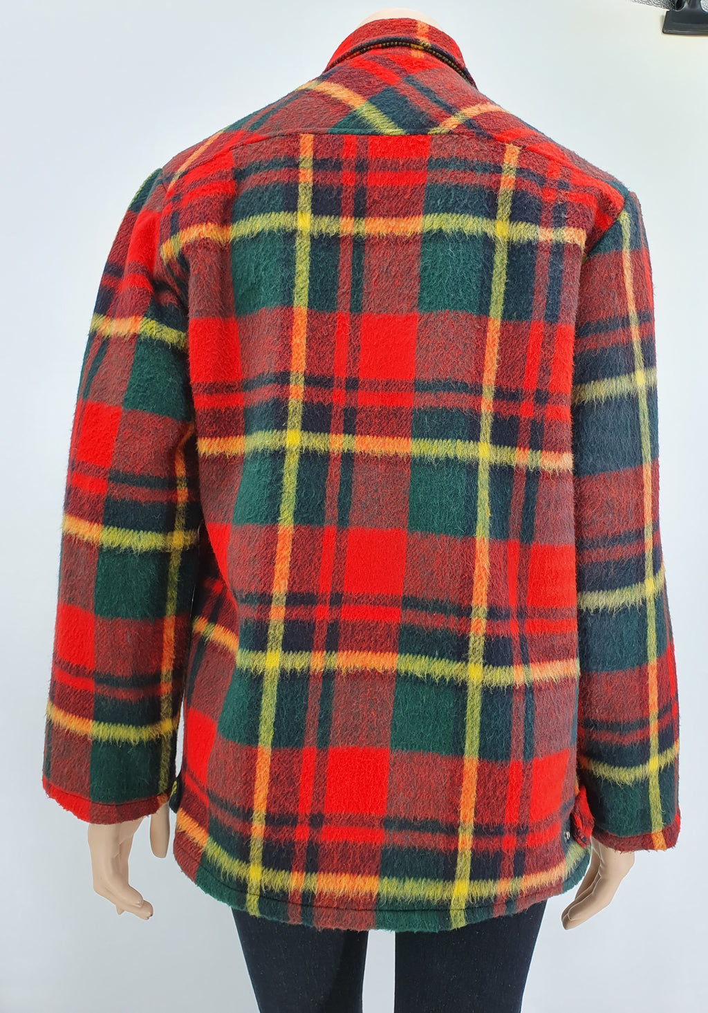 Game, checked winter jacket with teddy lining, 80s, size 38