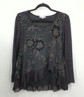 Elitzia, black sparkly party blouse from the 21st century, size 36