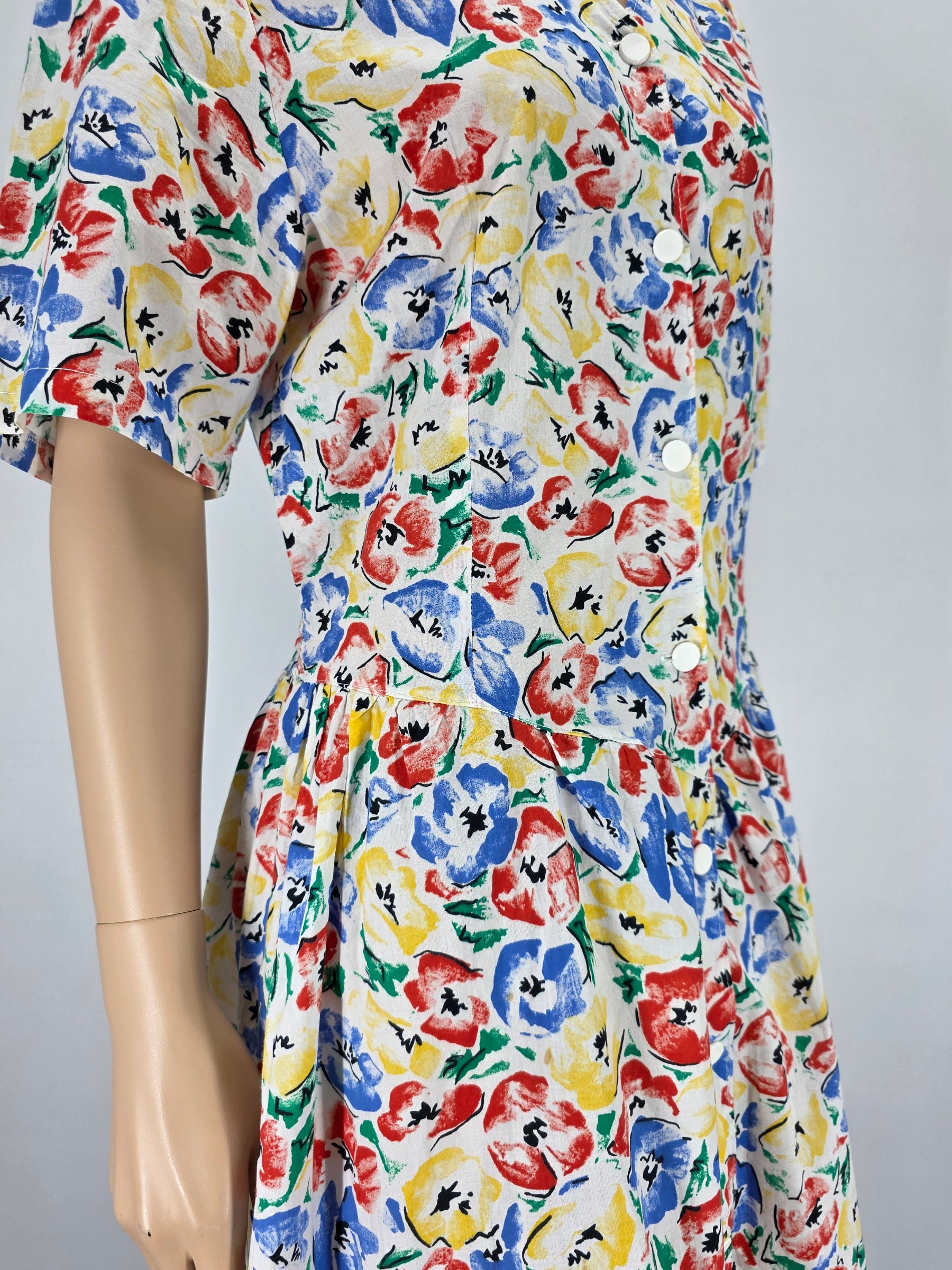 Floral cotton dress from the 80s-90s, size 38/40