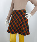 Short A-line wool blend skirt from the 60s, waist 70cm, size 36