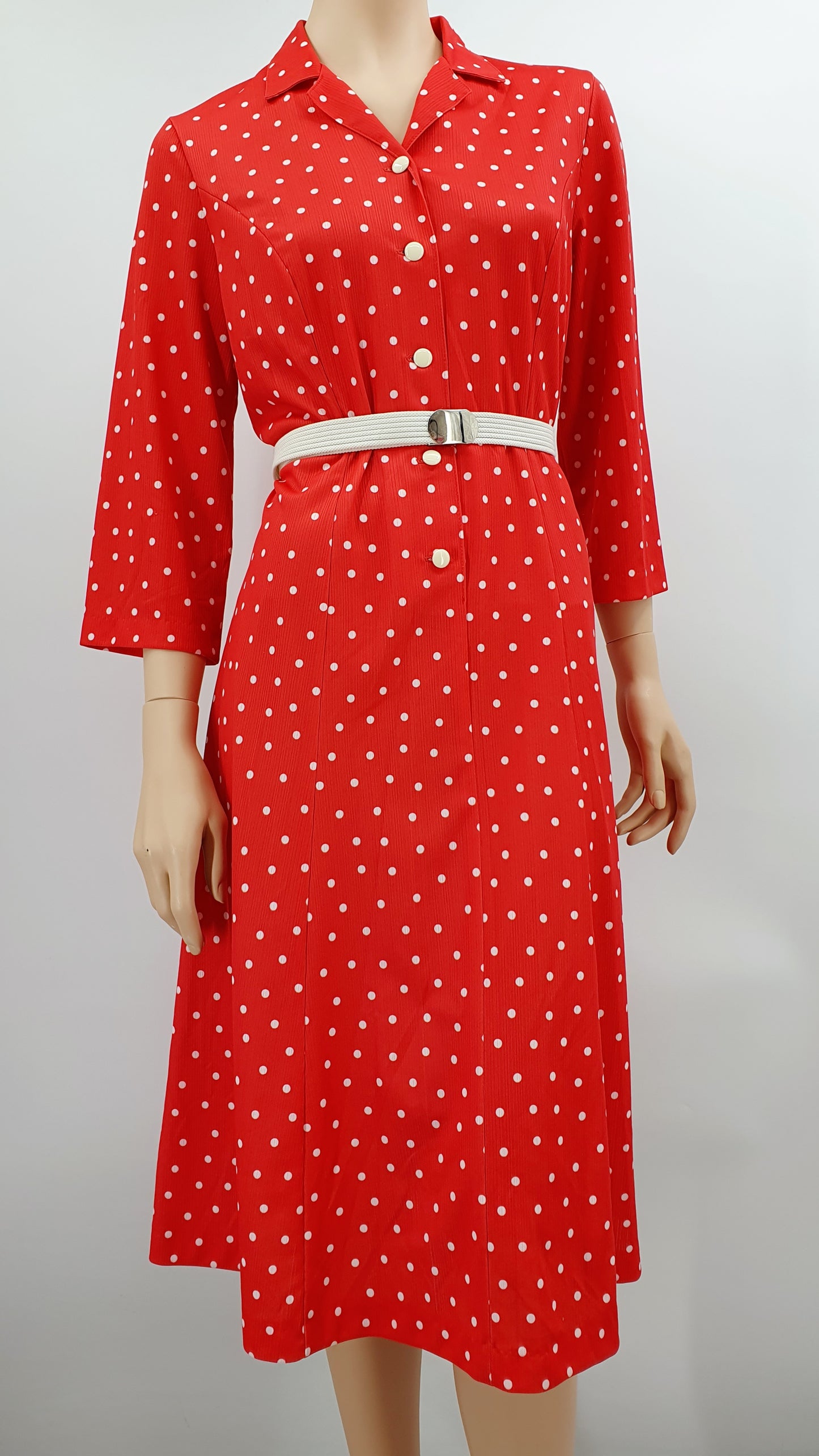 FinnKarelia, red polka dot dress from the 80s, size 36-38