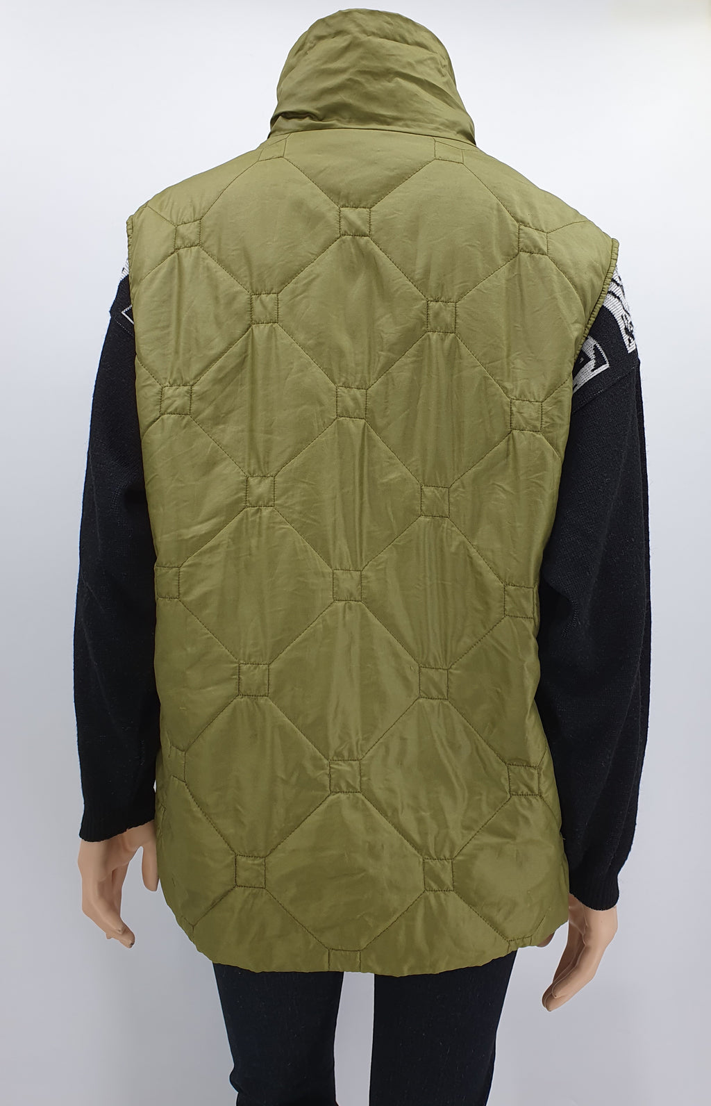 Torstai, olive green quilted vest from the 90s, size 42