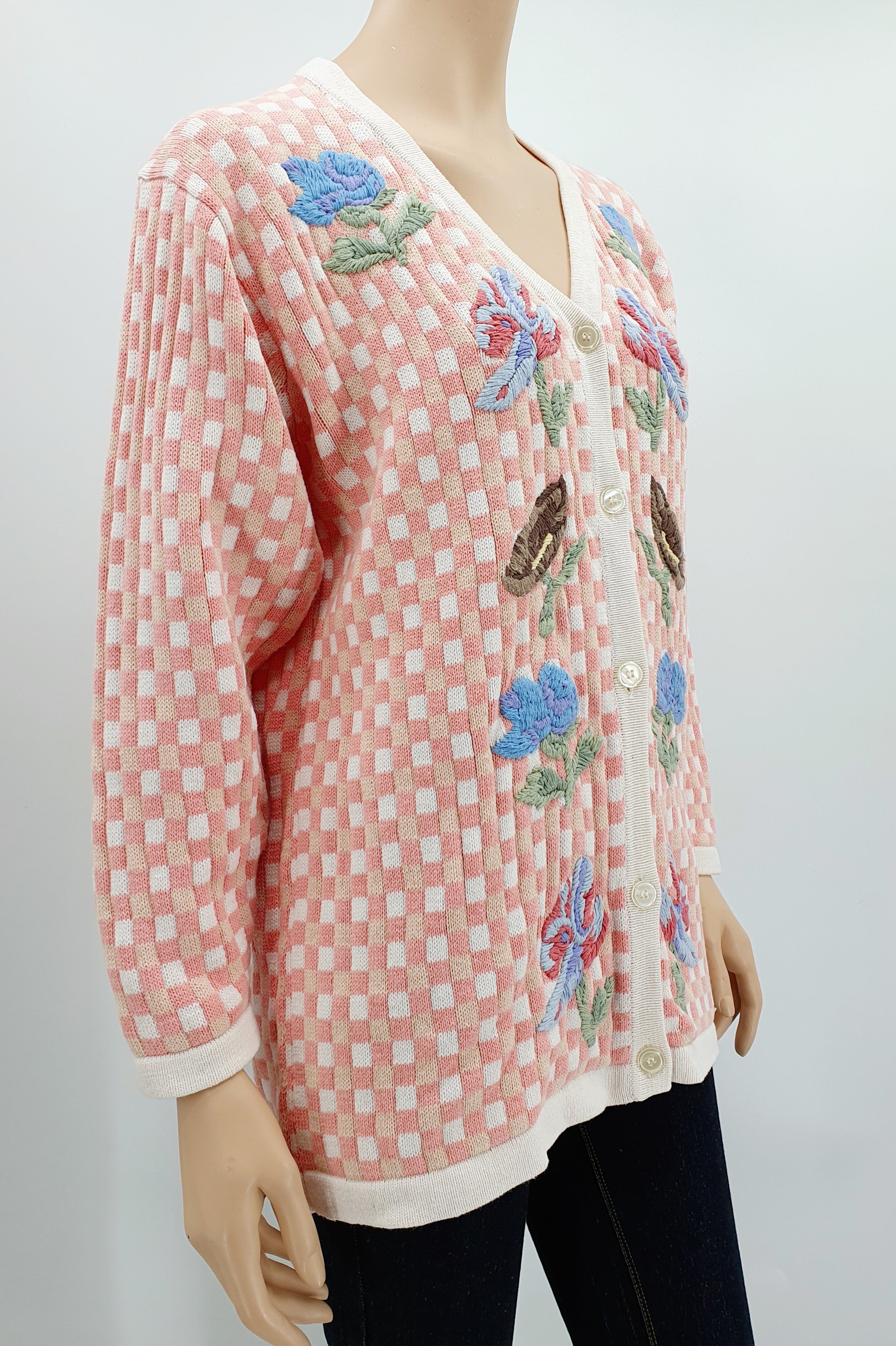 Pierre Cavallo pastellinvärinen neuletakki 90-luvulta koko 40-42 kuva sivusta