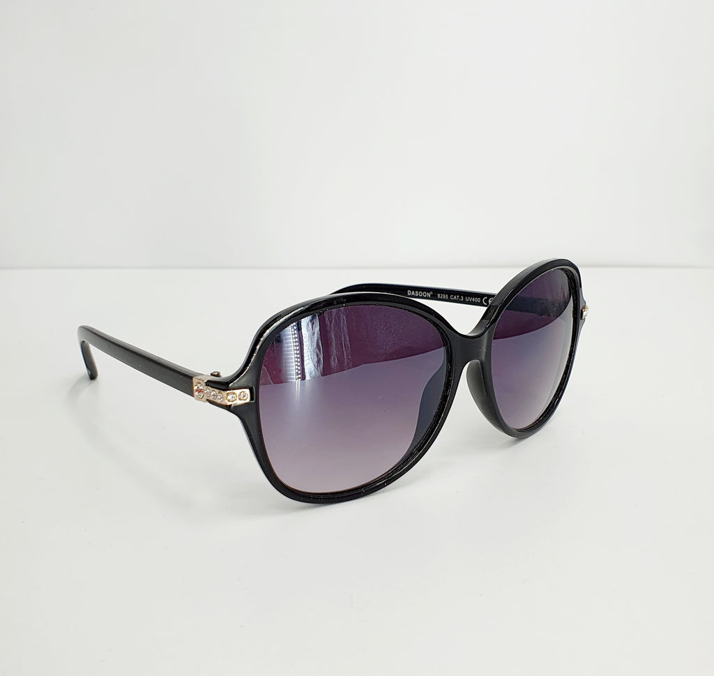Dasoon, black sunglasses with diamond decorations, UV400
