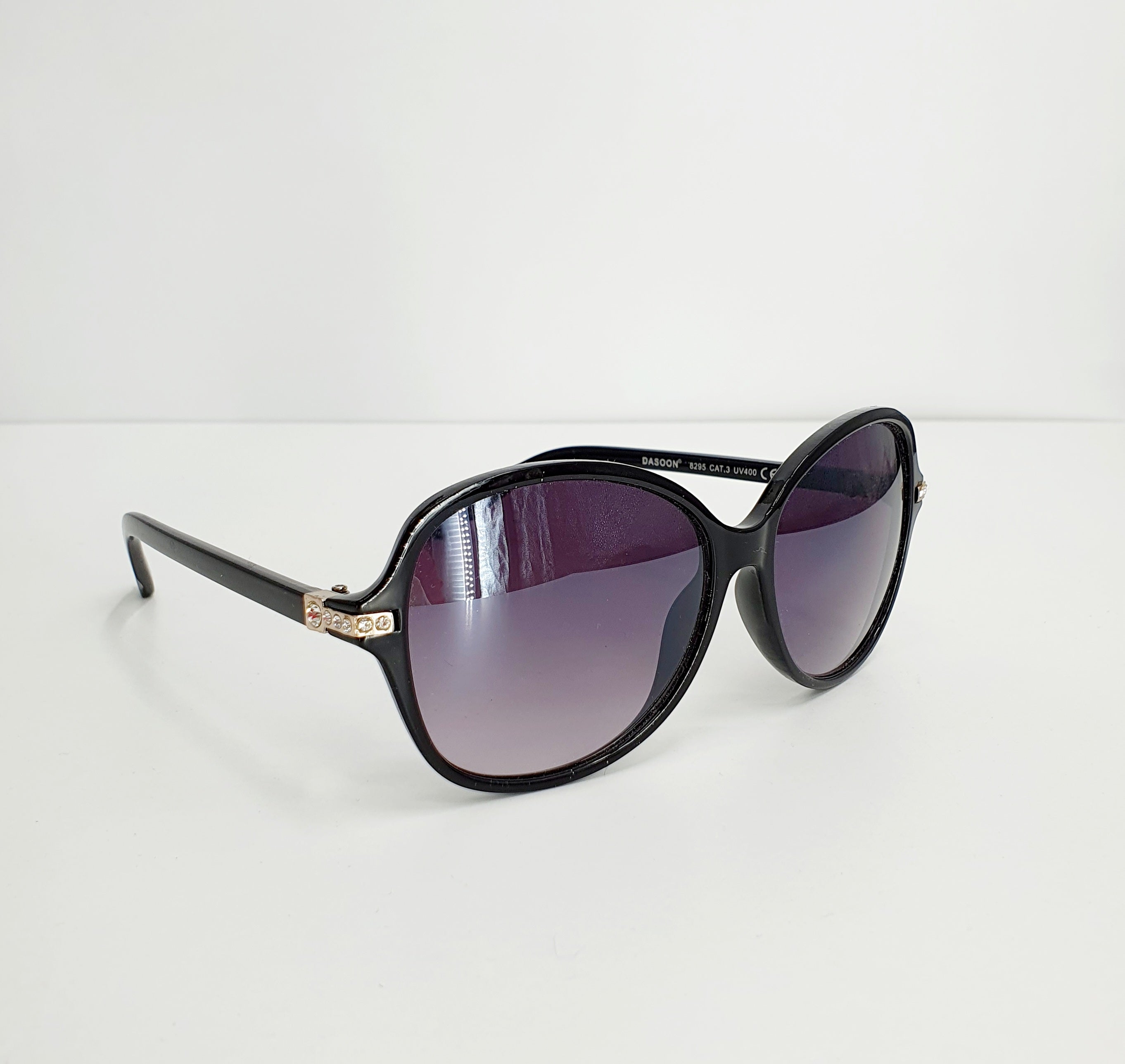 Dasoon, black sunglasses with diamond decorations, UV400
