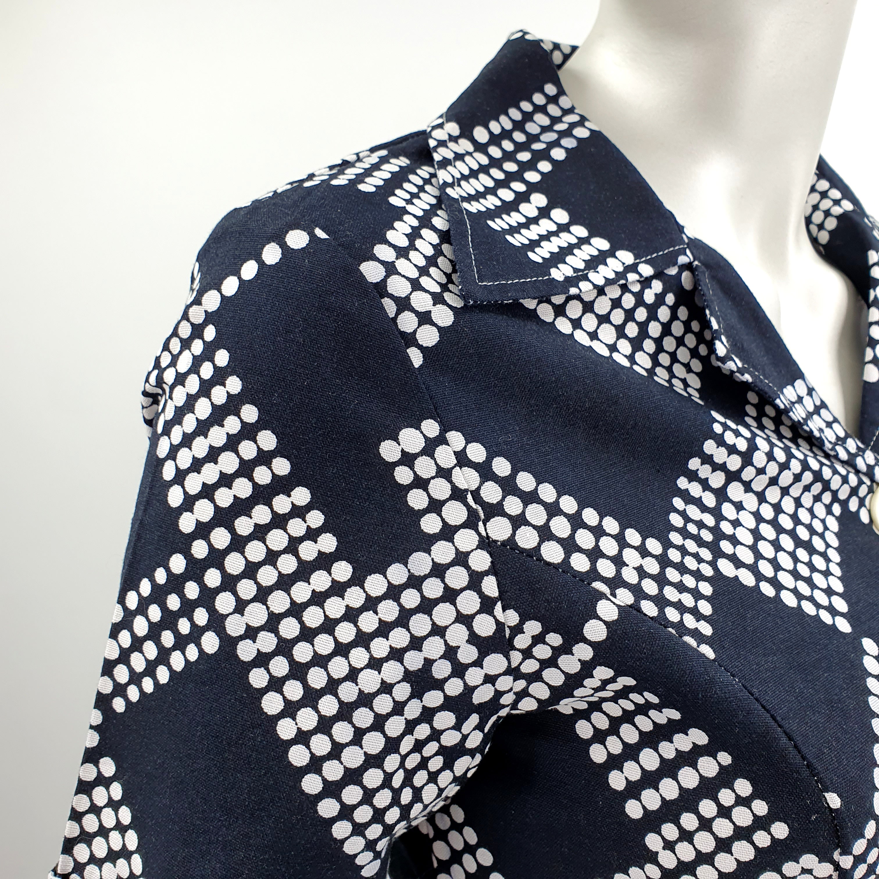 Janstorp, black and white cotton dress from the 70s, size 34-36