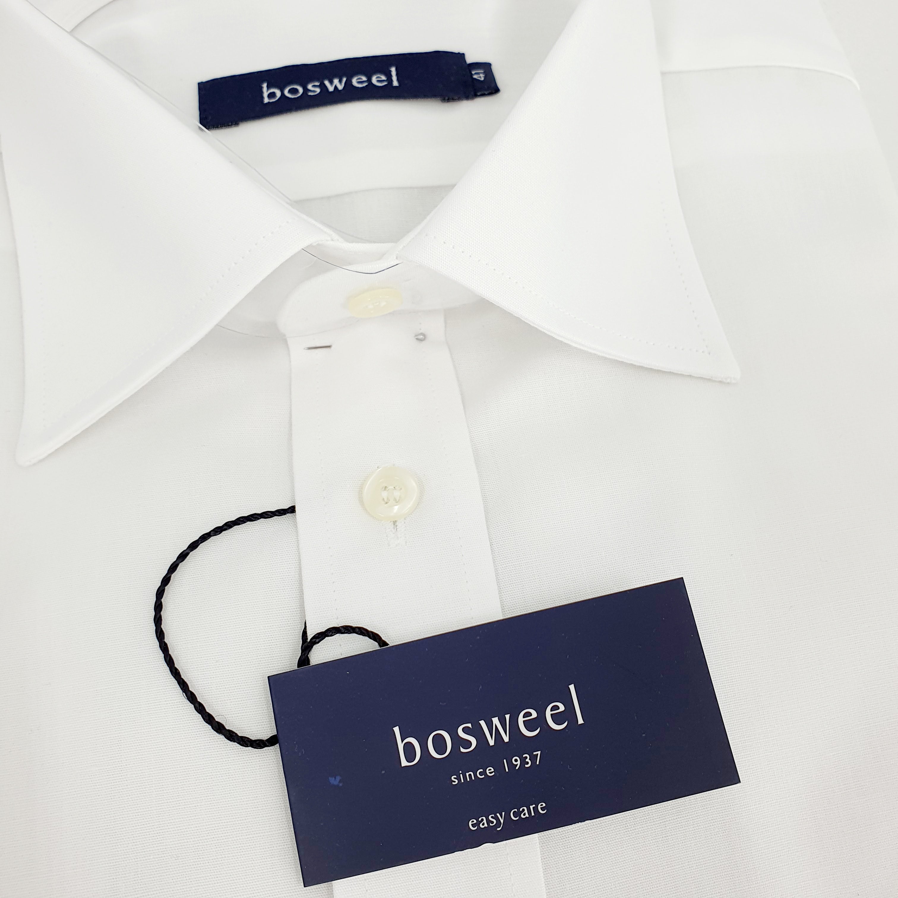 Bosweel, unused men's long-sleeved shirt, color white, size 41