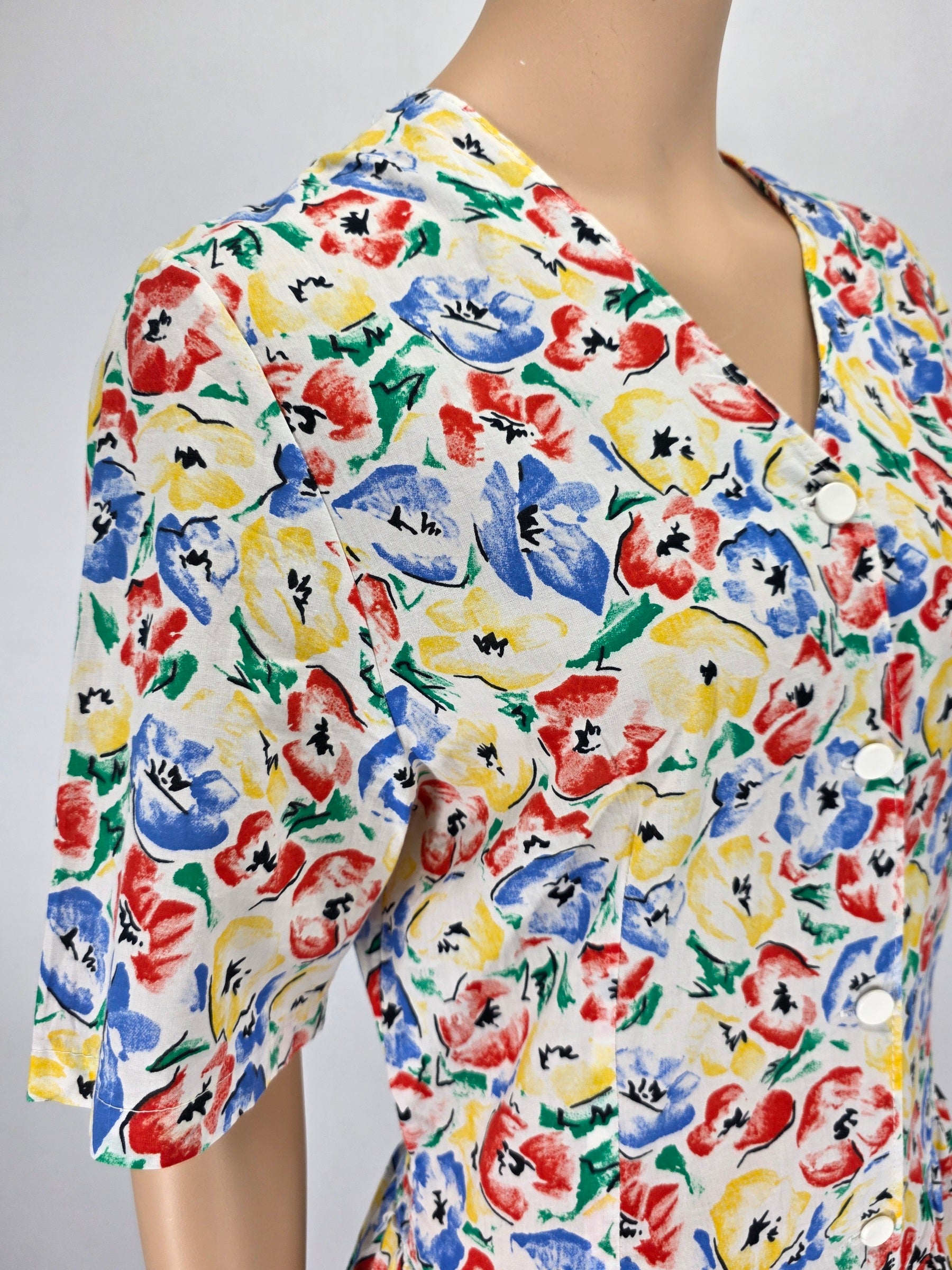 Floral cotton dress from the 80s-90s, size 38/40