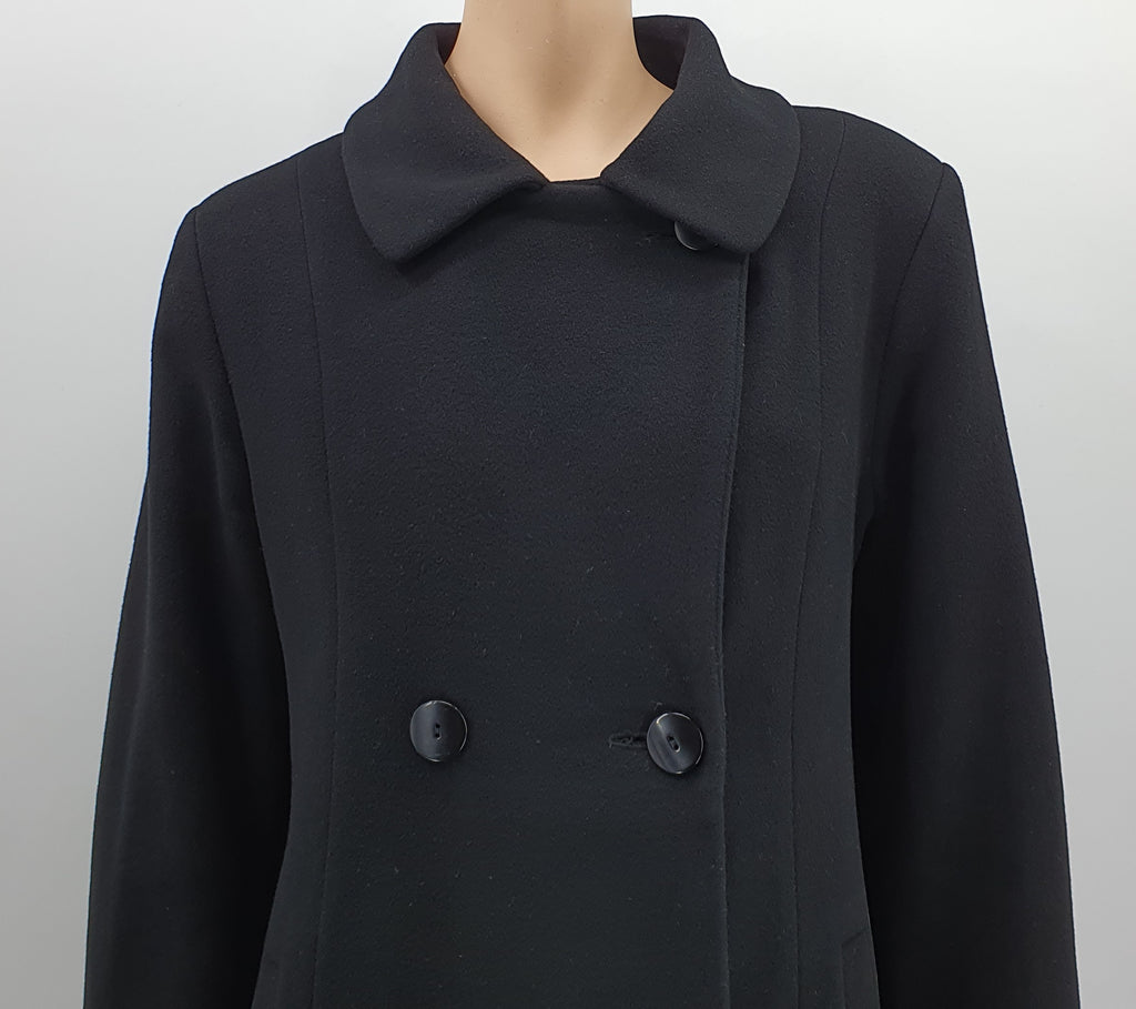 Finn-Flare, black long wool coat, size 42
