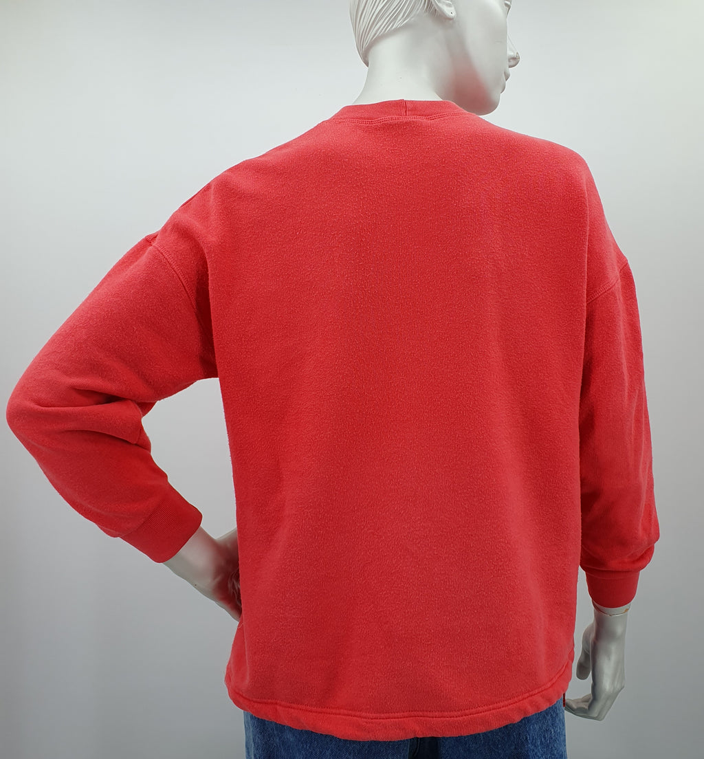 Benetton, coral red sweatshirt from the 80s-90s, size 34-36-(38)